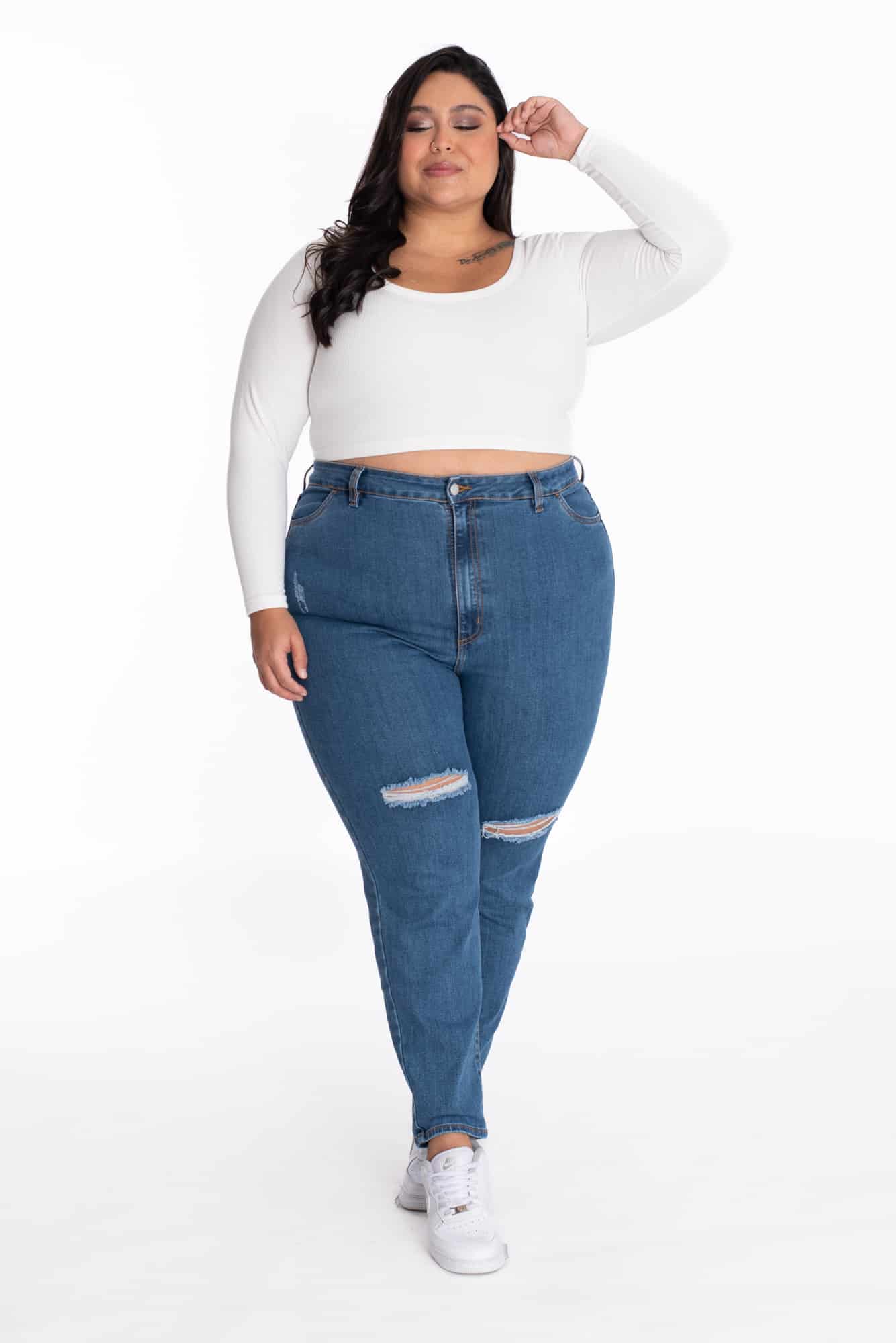 Jean Skinny Azul Medio Roto 407 - miniatura 8