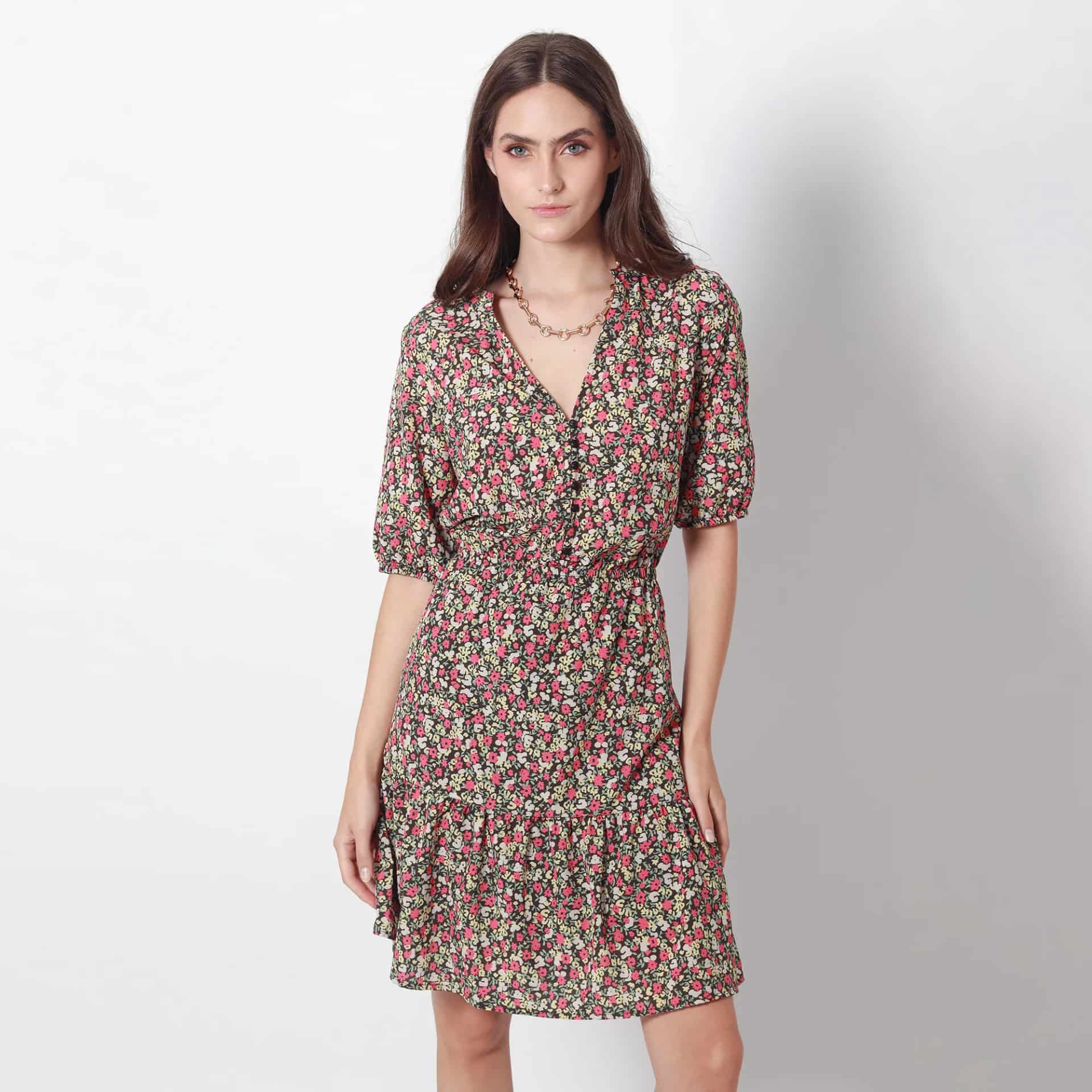Vestido Cuello V Manga Corta - miniatura 5