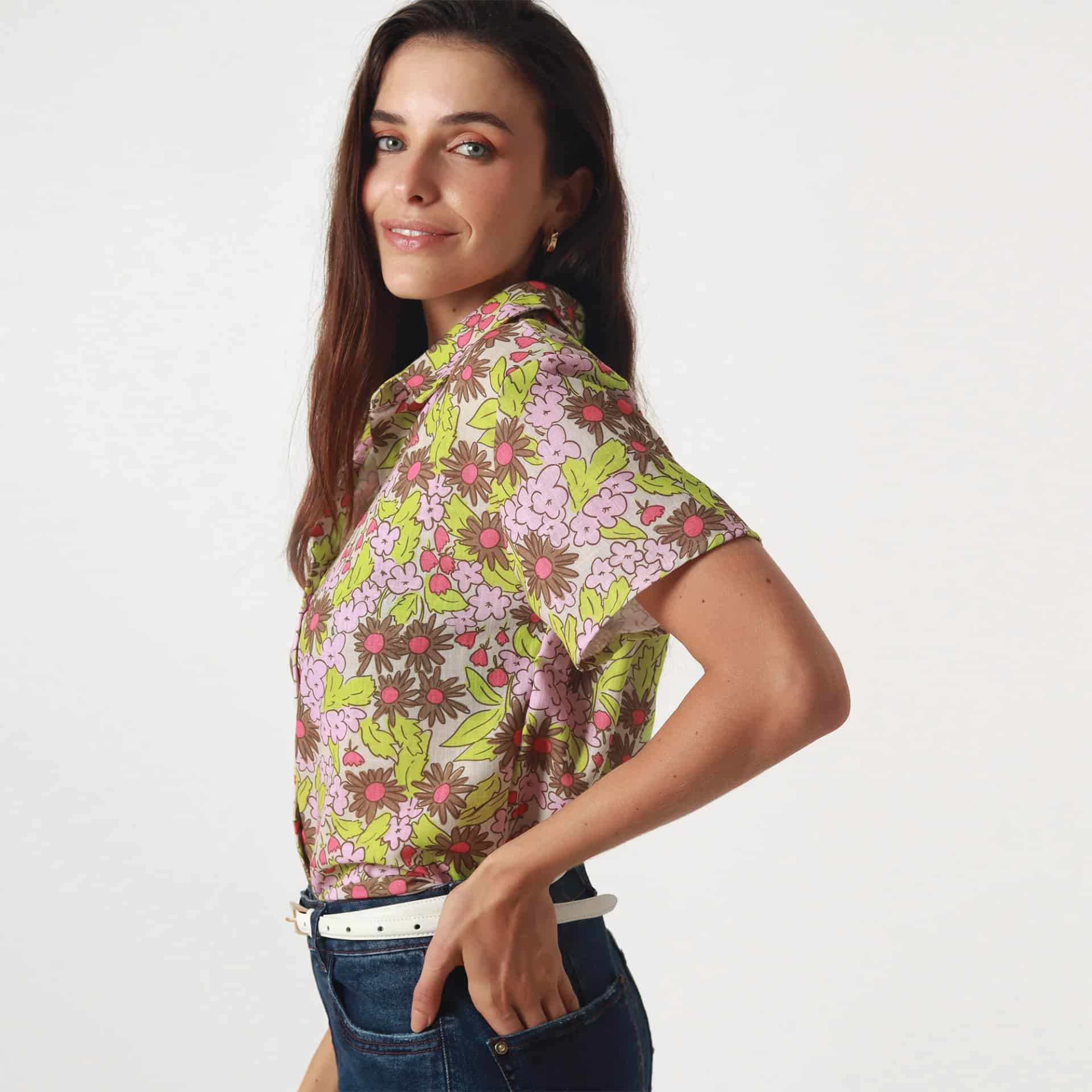 Blusa Cuello Camisero Manga Corta - miniatura 2