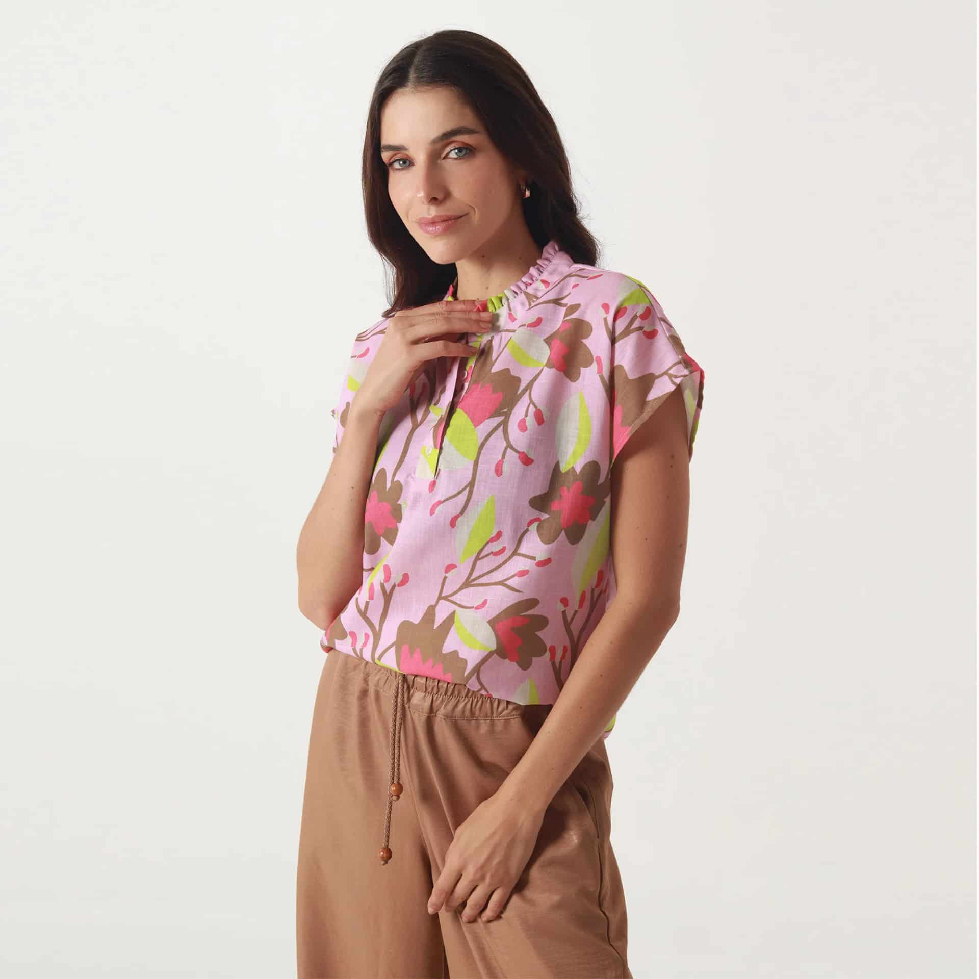 Blusa Cuello Redondo Manga Corta - miniatura 1