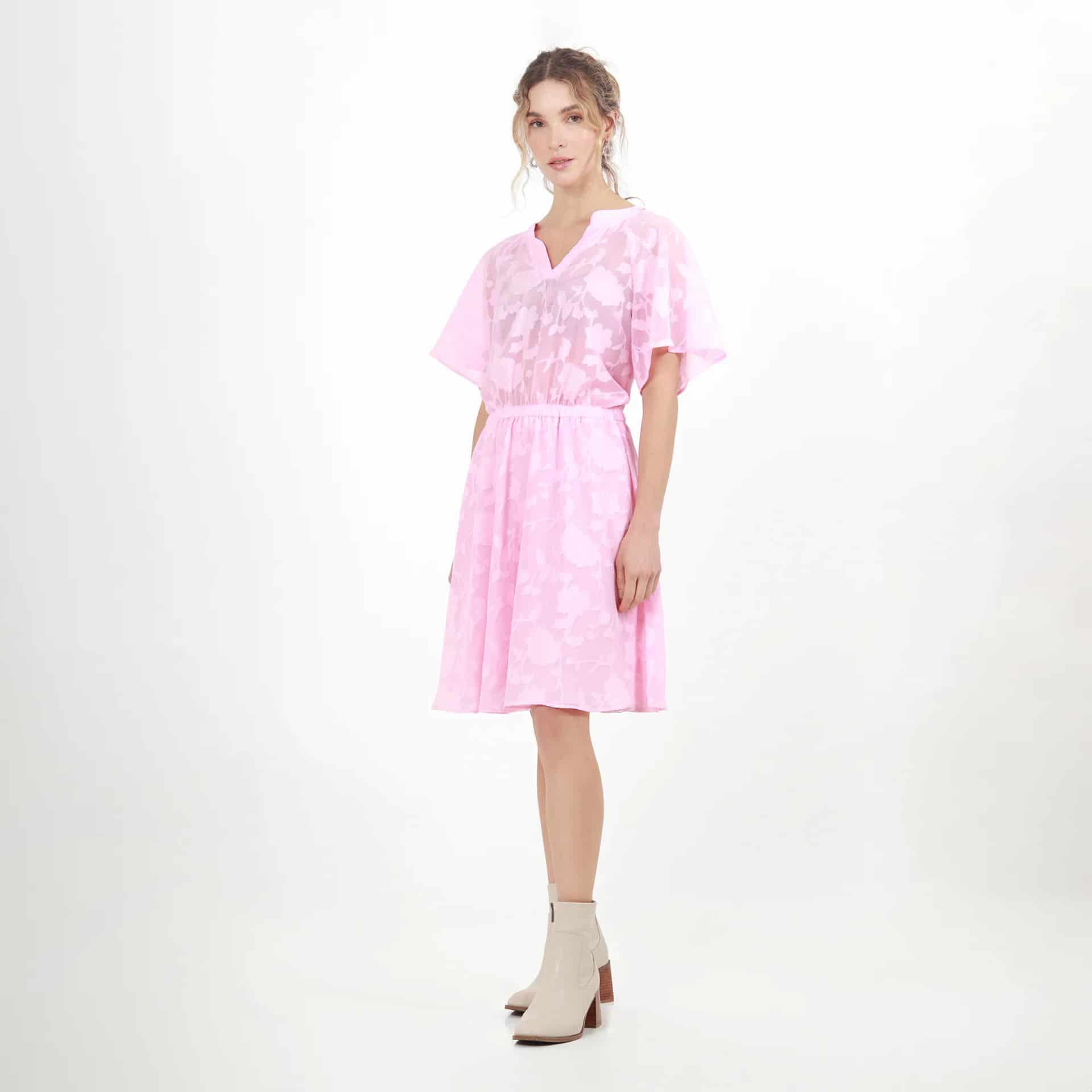 Vestido Cuello V Manga Corta - miniatura 1