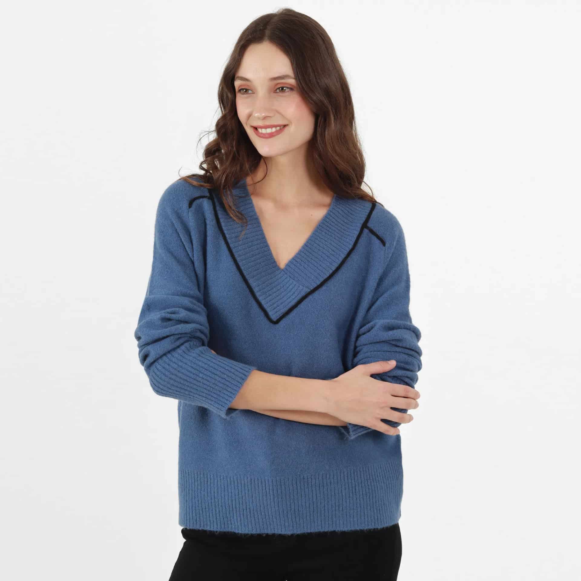 Sweater Cuello V Manga Larga - miniatura 1