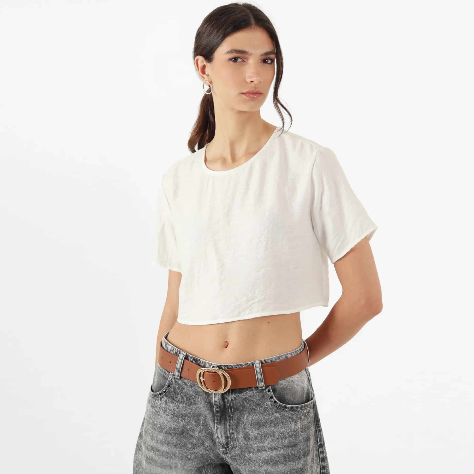 Blusa Cuello Redondo Manga Corta - miniatura 1