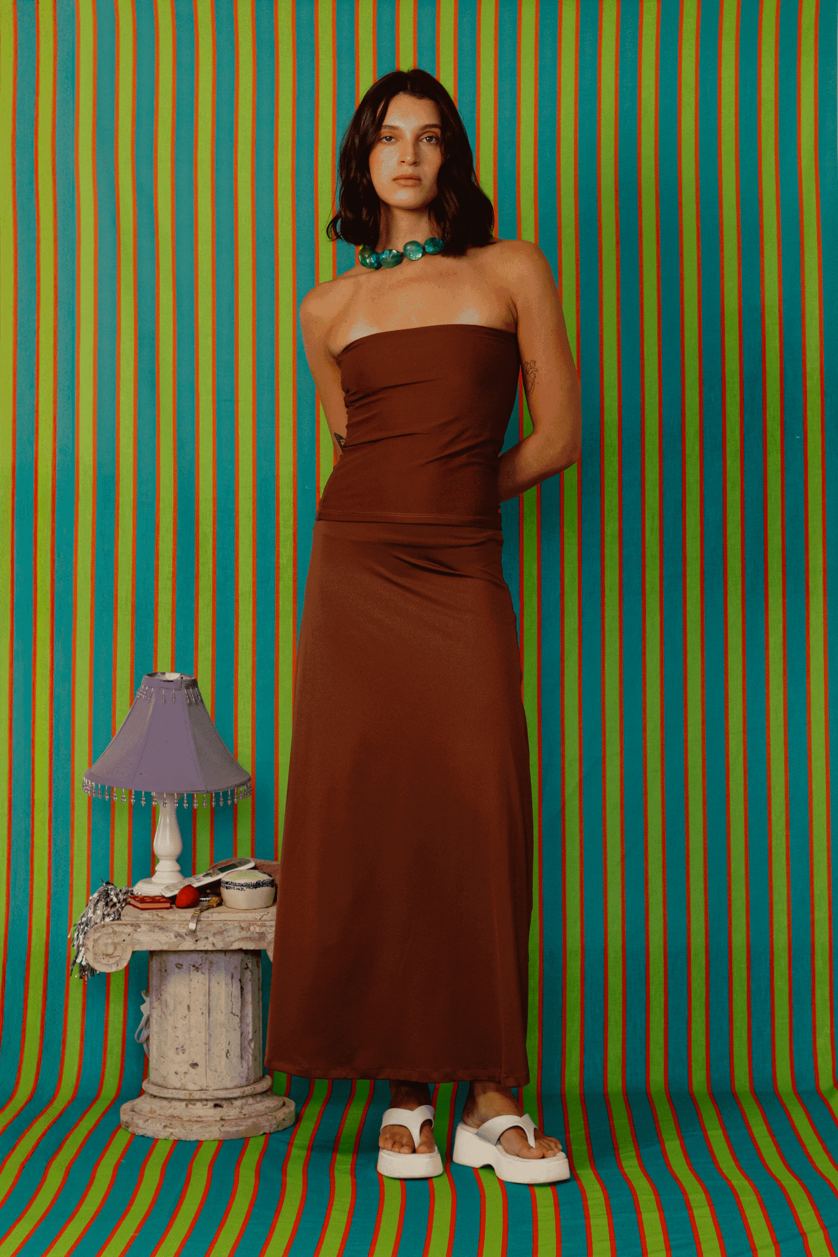 Brown Long Skirt - miniatura 3