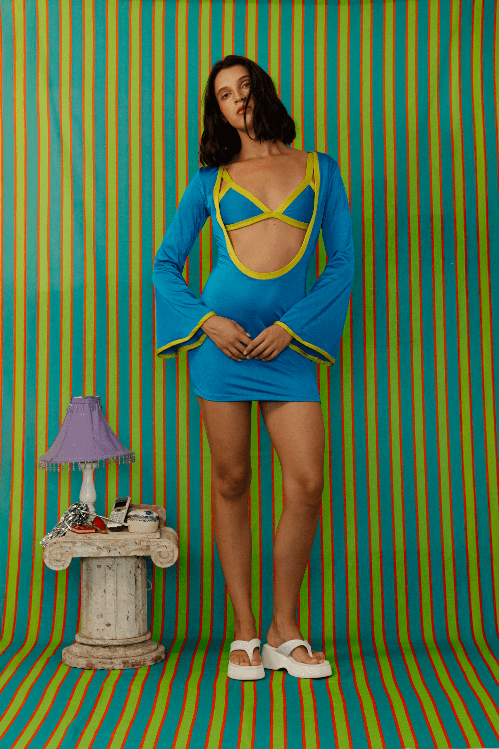 Lallywood Dress In Aqua - miniatura 5