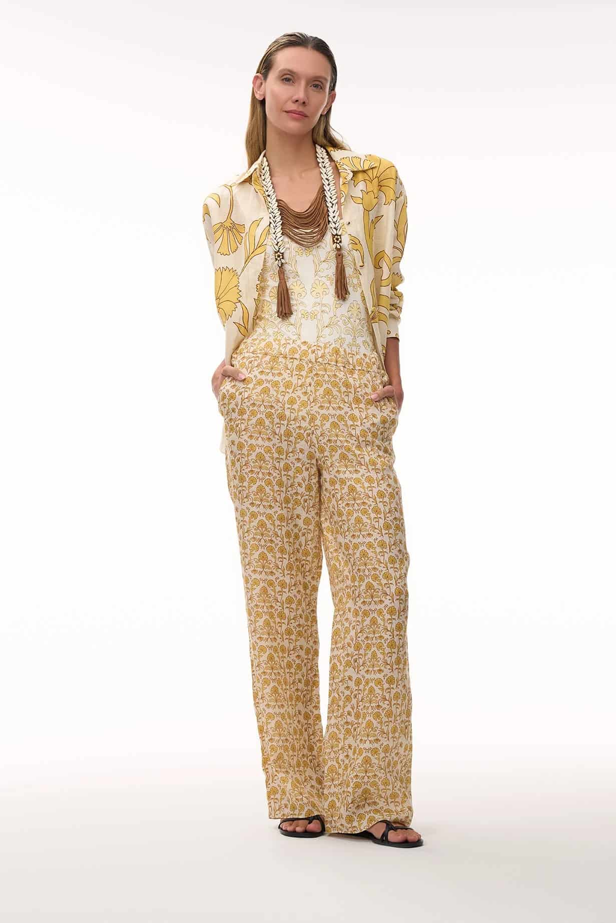 San Benito Linen Pants / Yellow Flowers - miniatura 3