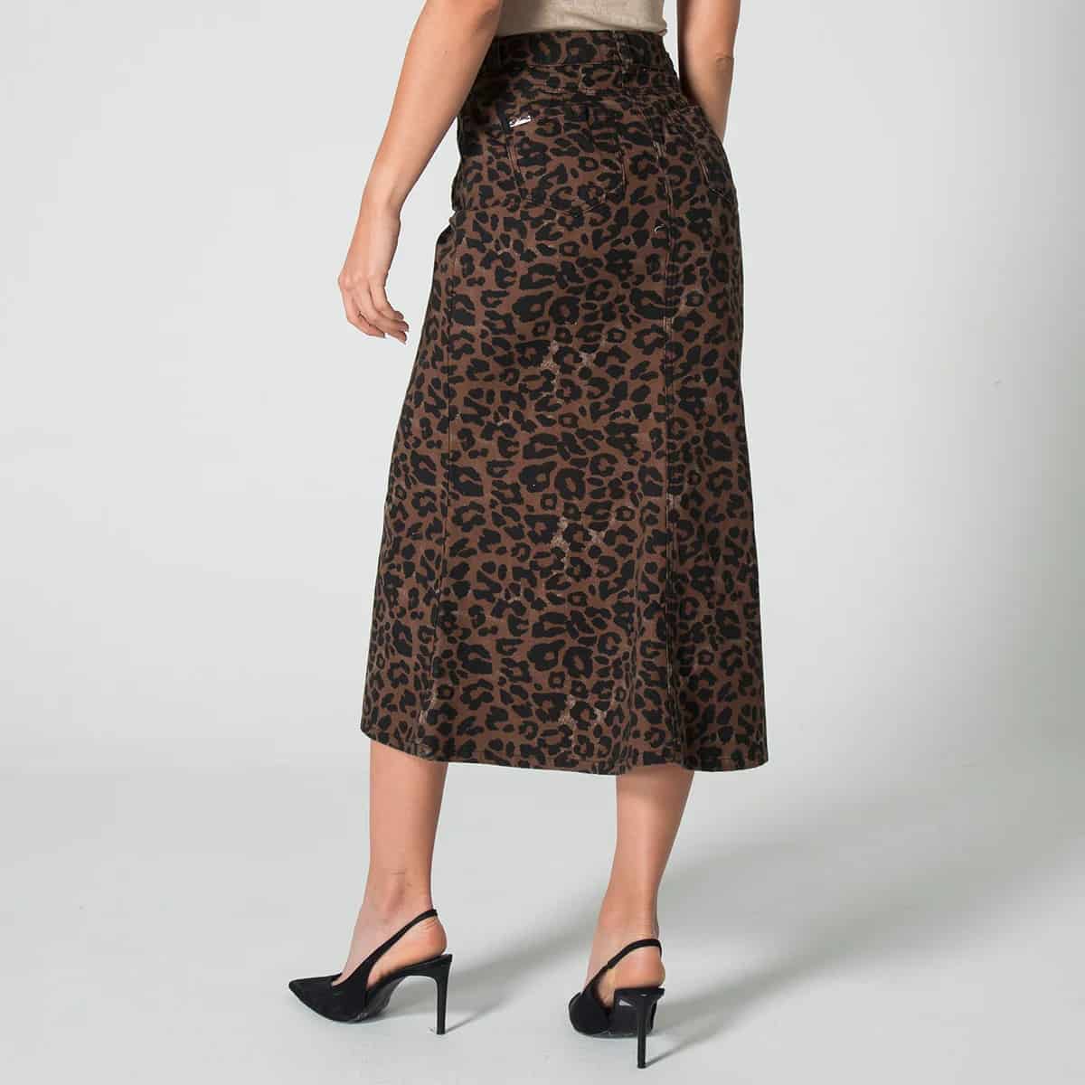 Falda Larga Slim Animal Print Midi Gadiel - miniatura 7