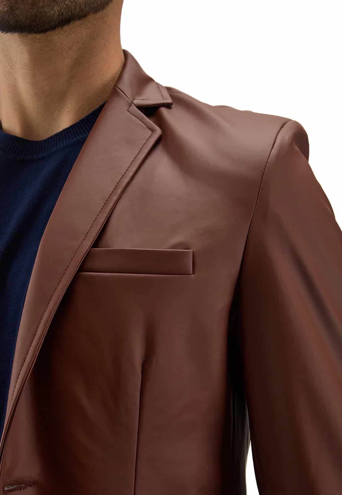Blazer en cuerina café - miniatura 7