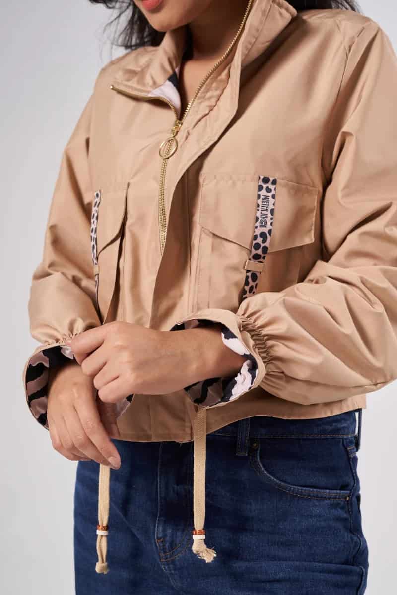 Chaqueta corta unicolor camel - miniatura 15