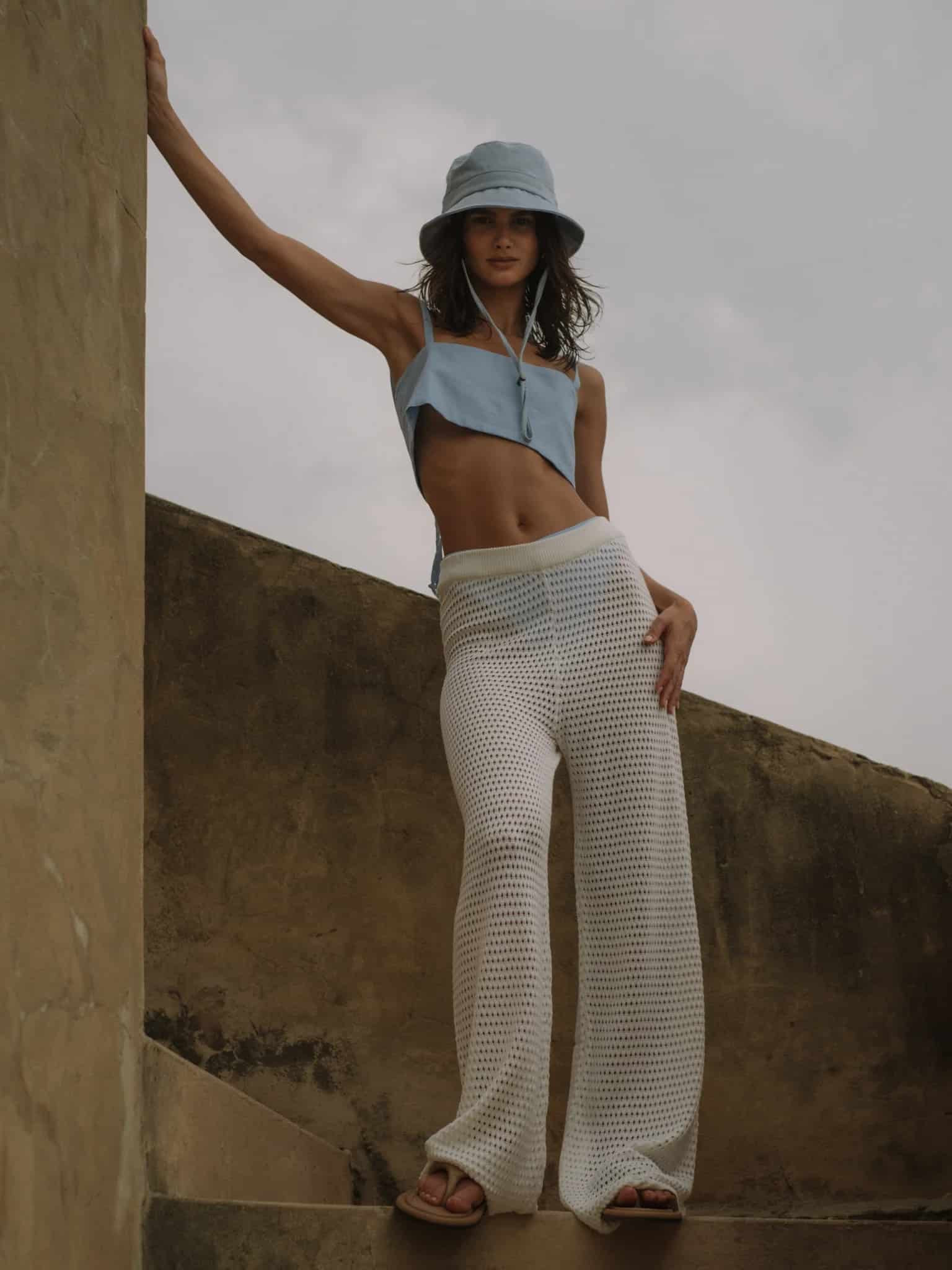 SQUARE LINEN TOP - BABY BLUE - miniatura 8