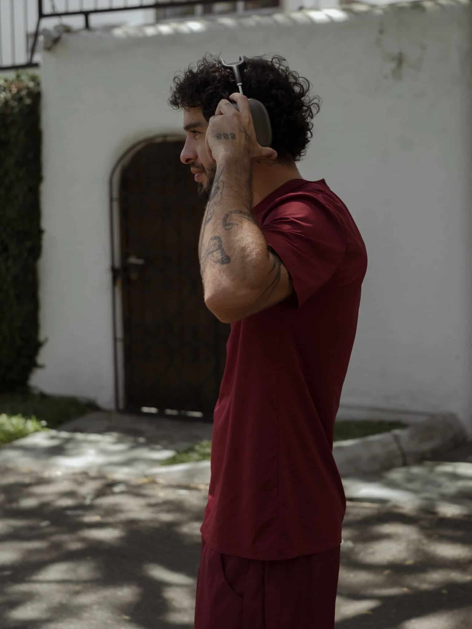 MEN STRUCTURED WORKOUT T-SHIRT - BERRY - miniatura 9