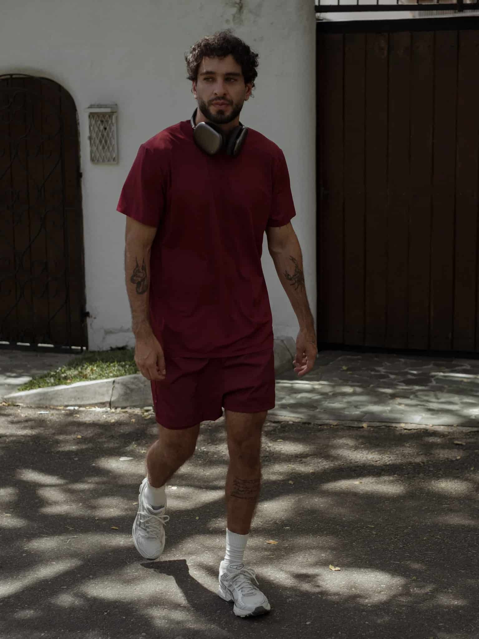 MEN STRUCTURED WORKOUT T-SHIRT - BERRY - miniatura 2