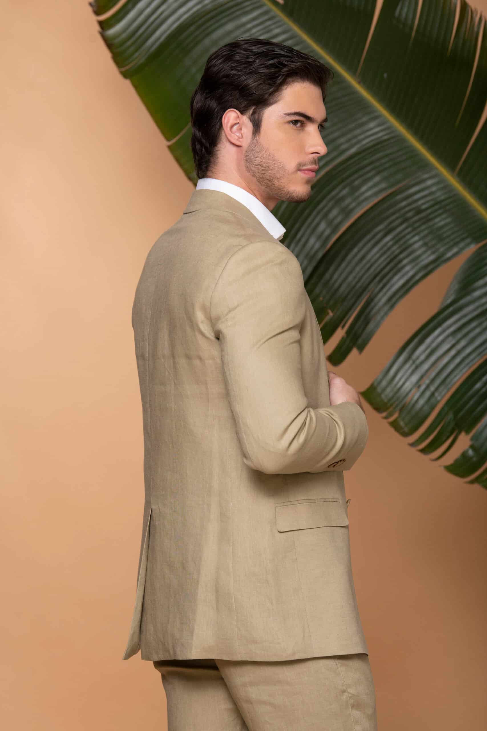 Traje Slim Fit 100% Lino Verde Aloe - miniatura 17