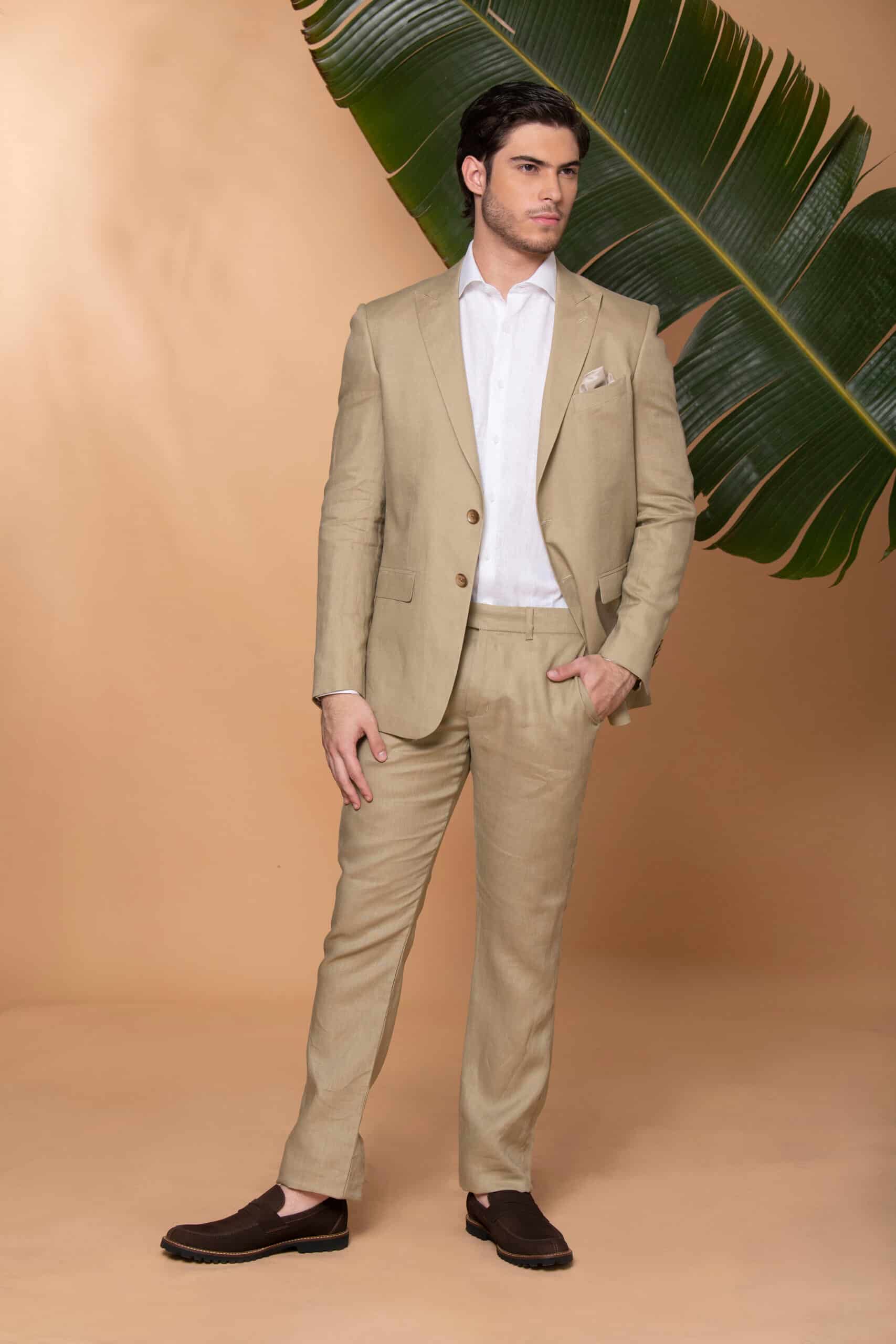 Traje Slim Fit 100% Lino Verde Aloe - miniatura 10