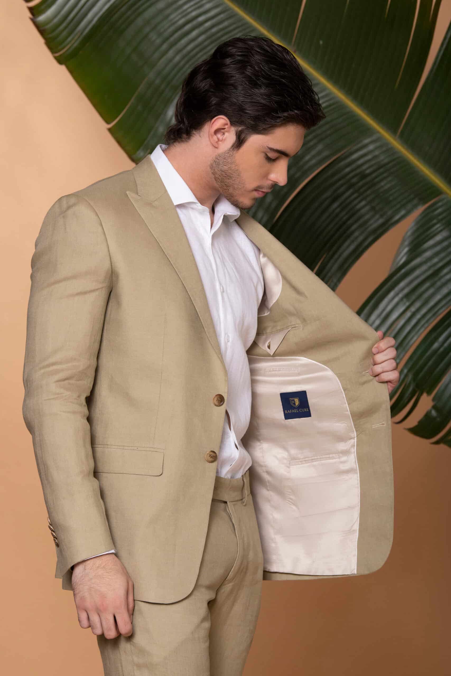 Traje Slim Fit 100% Lino Verde Aloe - miniatura 16