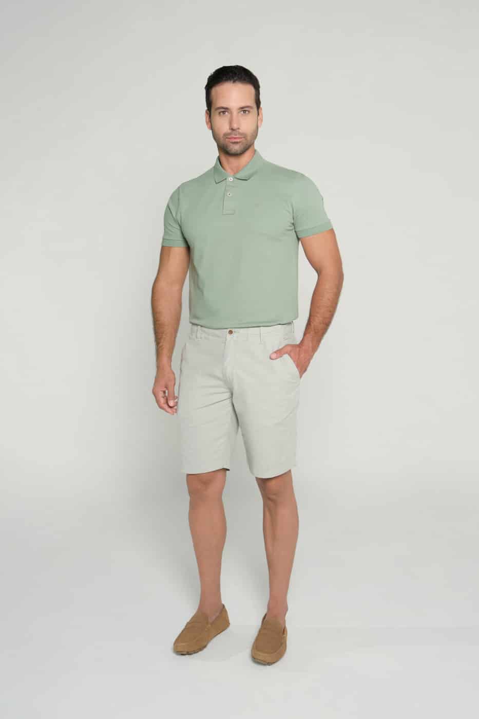 Bermuda Slim Fit Lino Sage - miniatura 3
