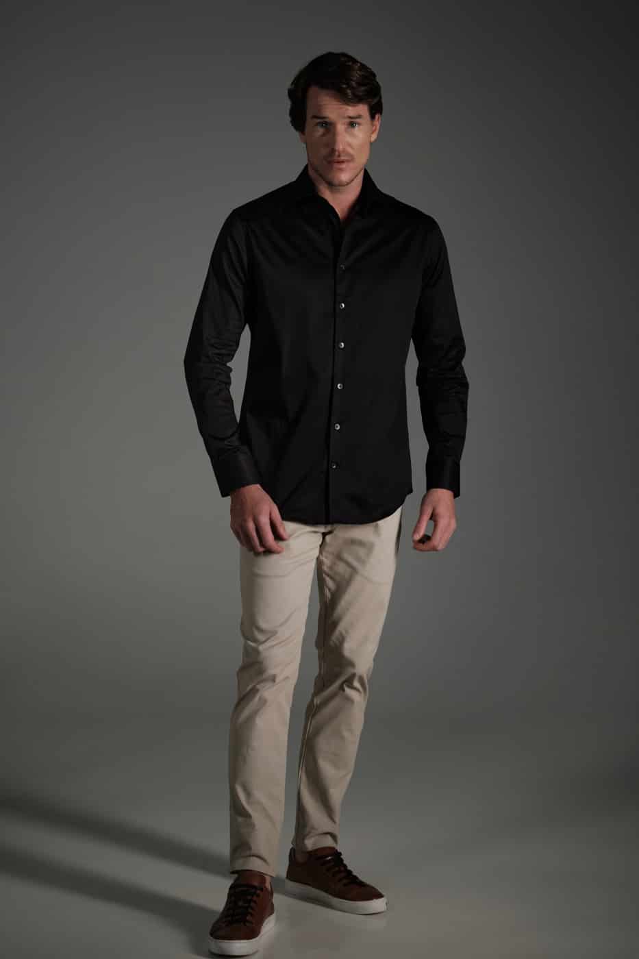 Camisa Slim Algodón Pima Negro - miniatura 2
