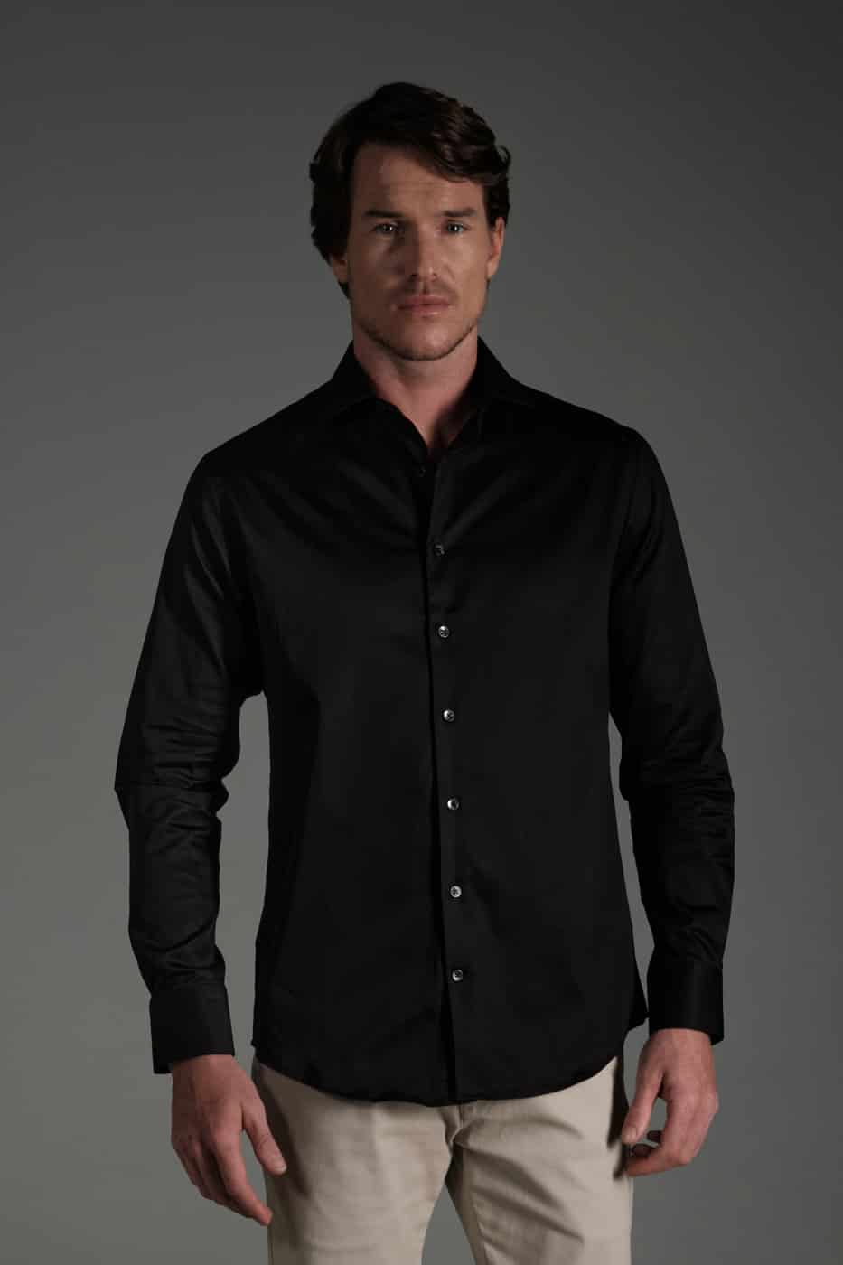 Camisa Slim Algodón Pima Negro - miniatura 1