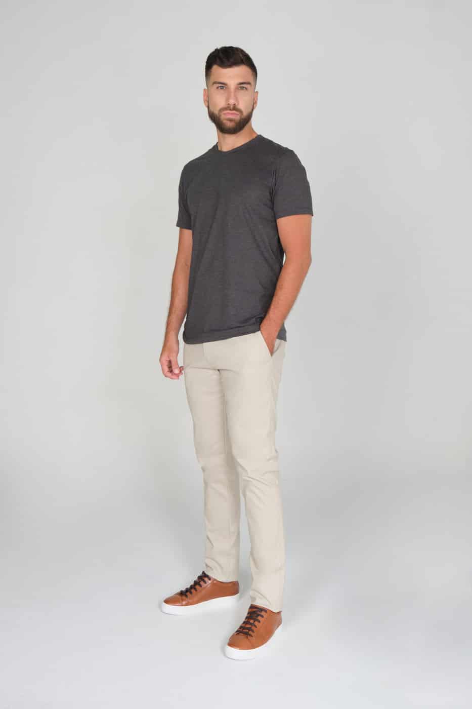T-shirt Slim Fit 100% Gris Plomo Jaspeado - miniatura 3