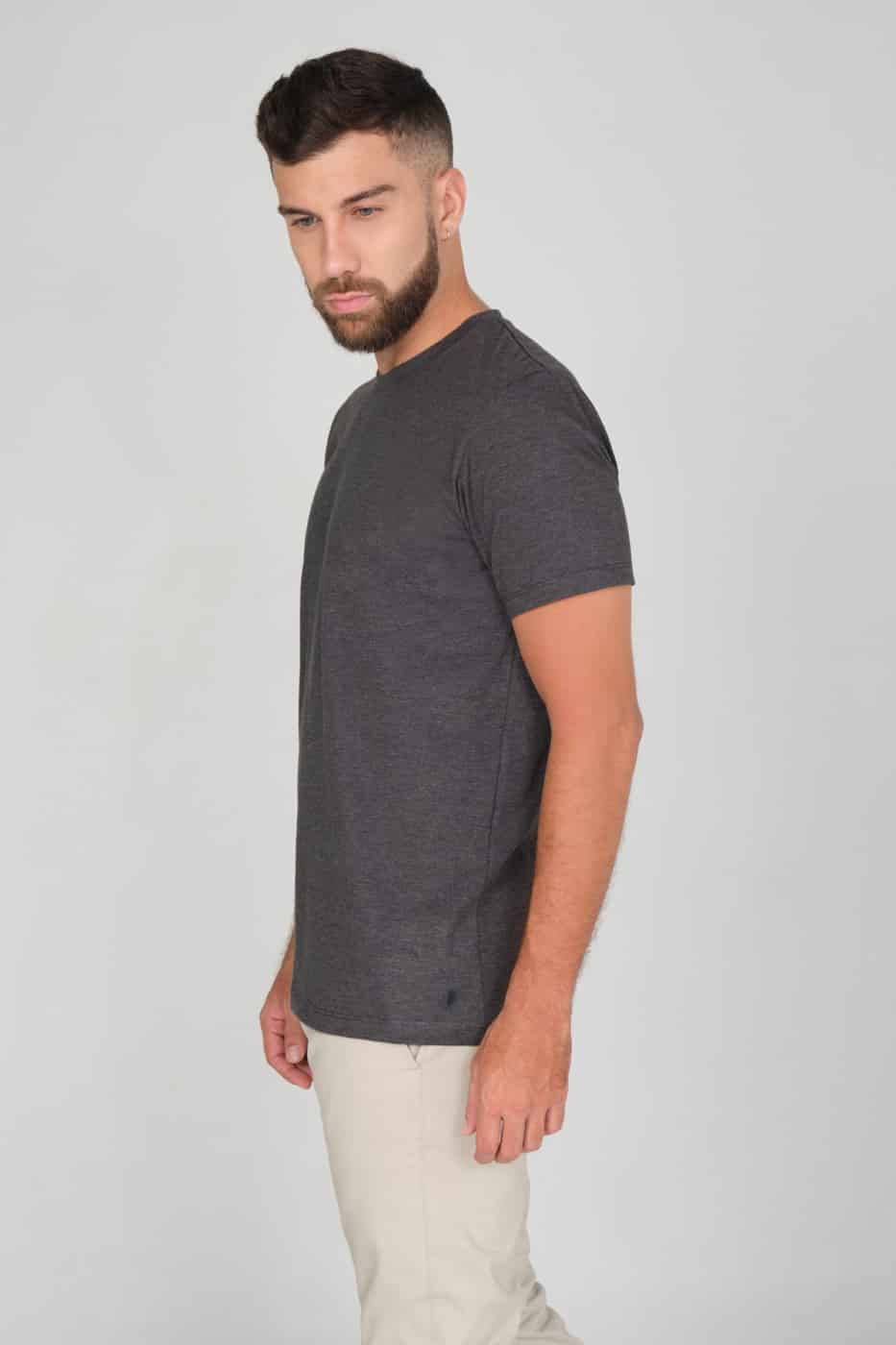 T-shirt Slim Fit 100% Gris Plomo Jaspeado - miniatura 4