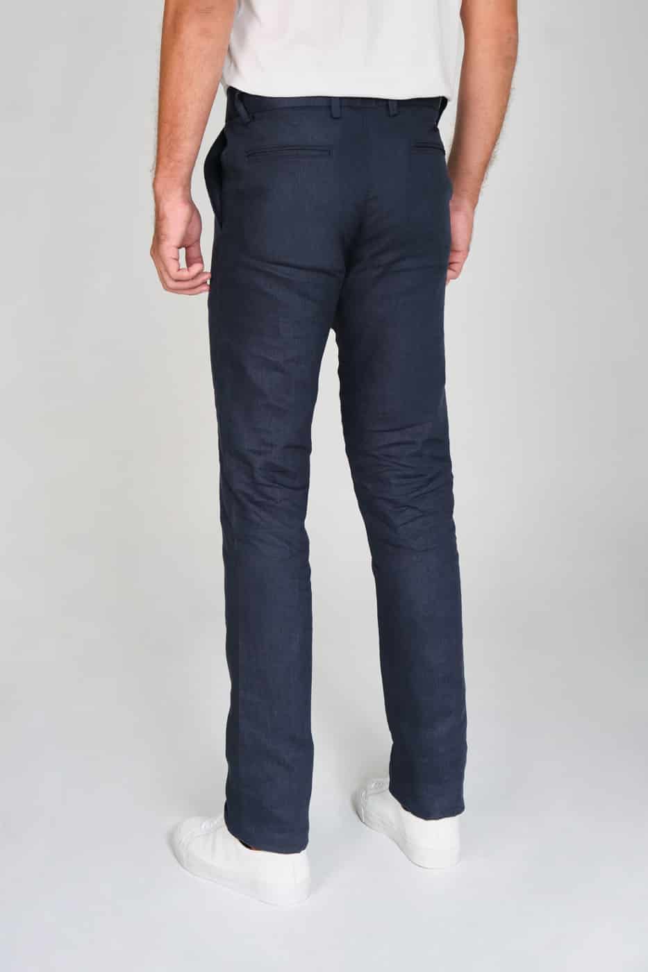 Pantalón Formal Slim Fit 100% Lino Azul Navy Stolichnaya - miniatura 2