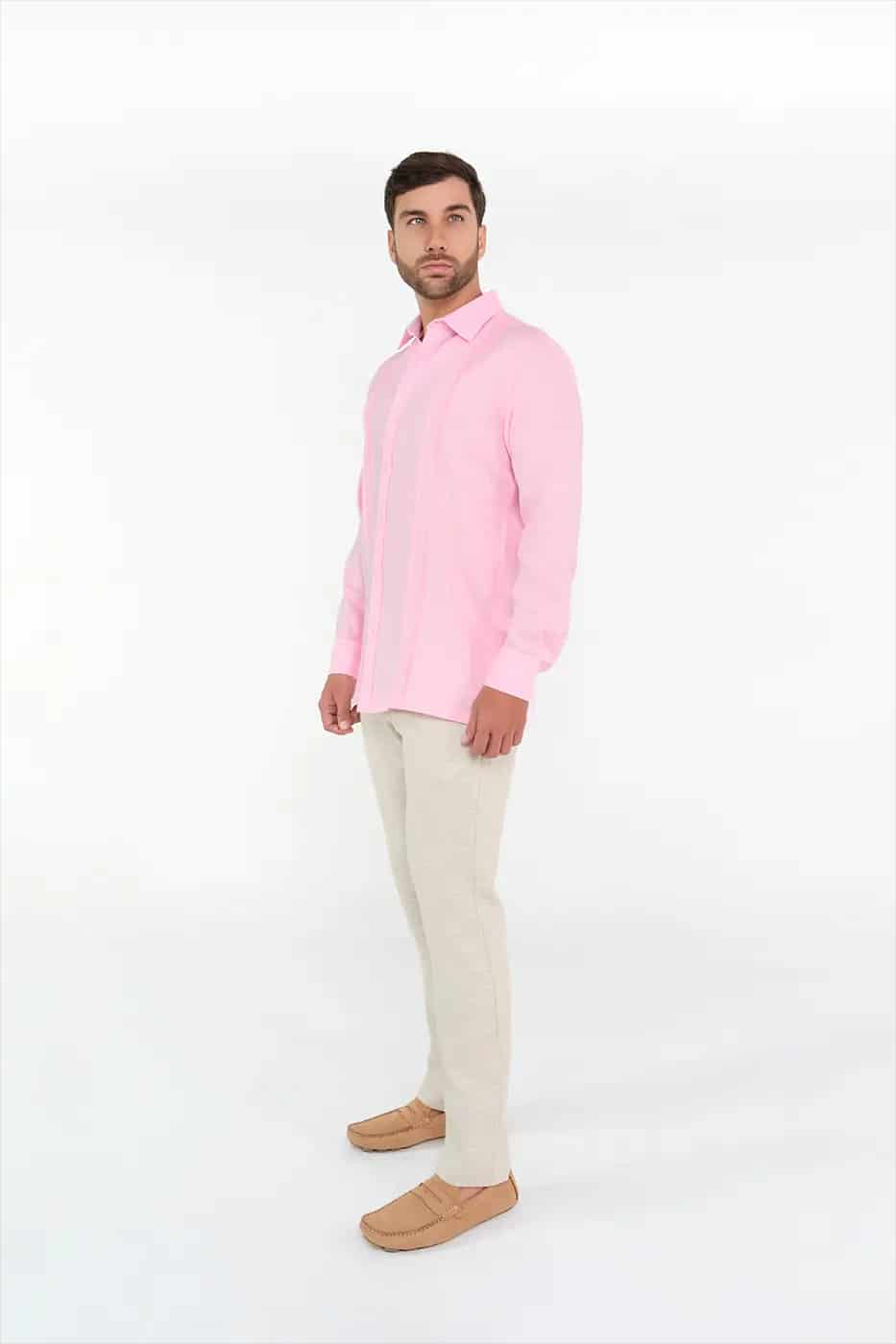 Guayabera Classic Fit 100% Lino Rosado - miniatura 6