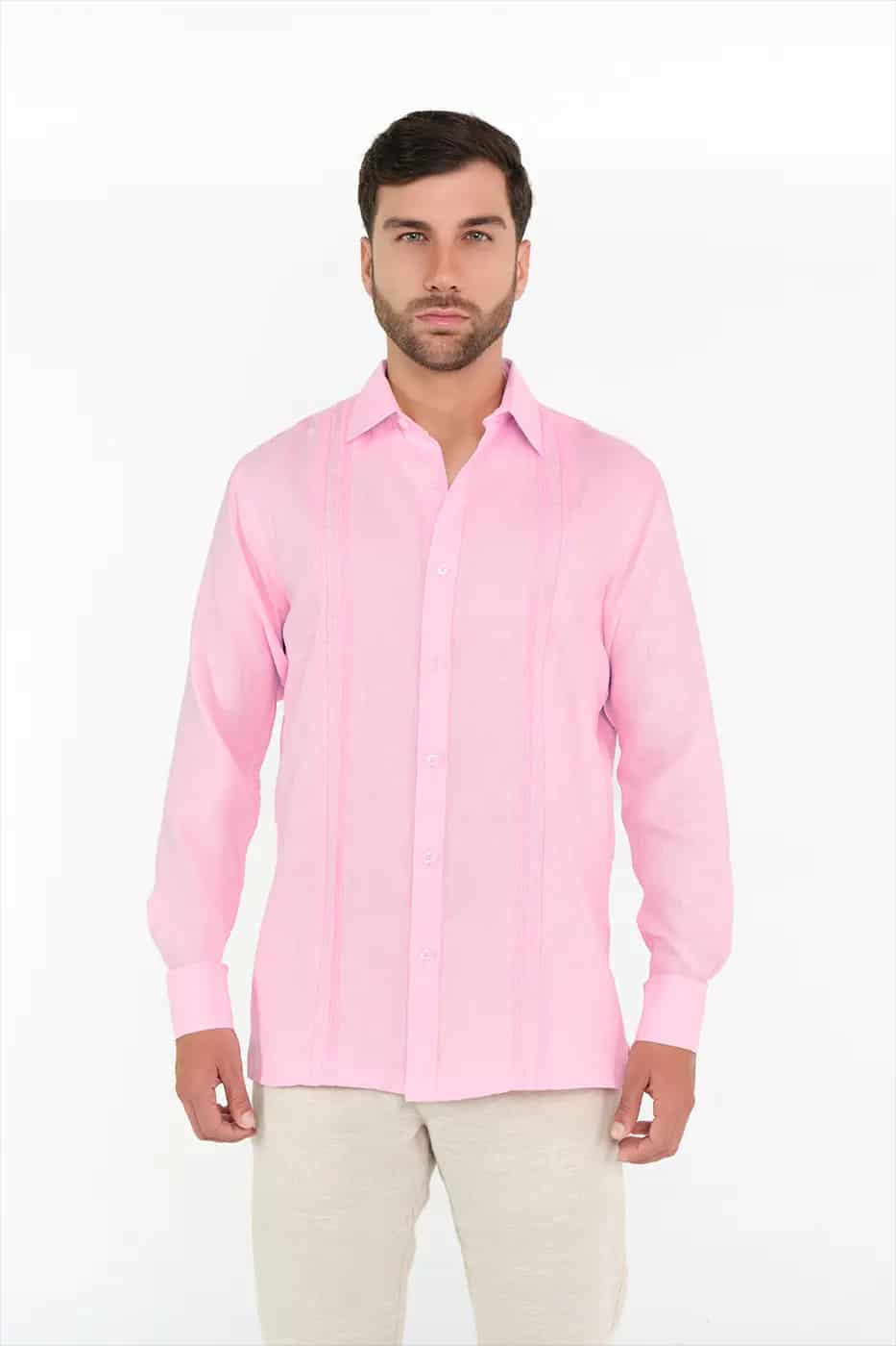 Guayabera Classic Fit 100% Lino Rosado - miniatura 5