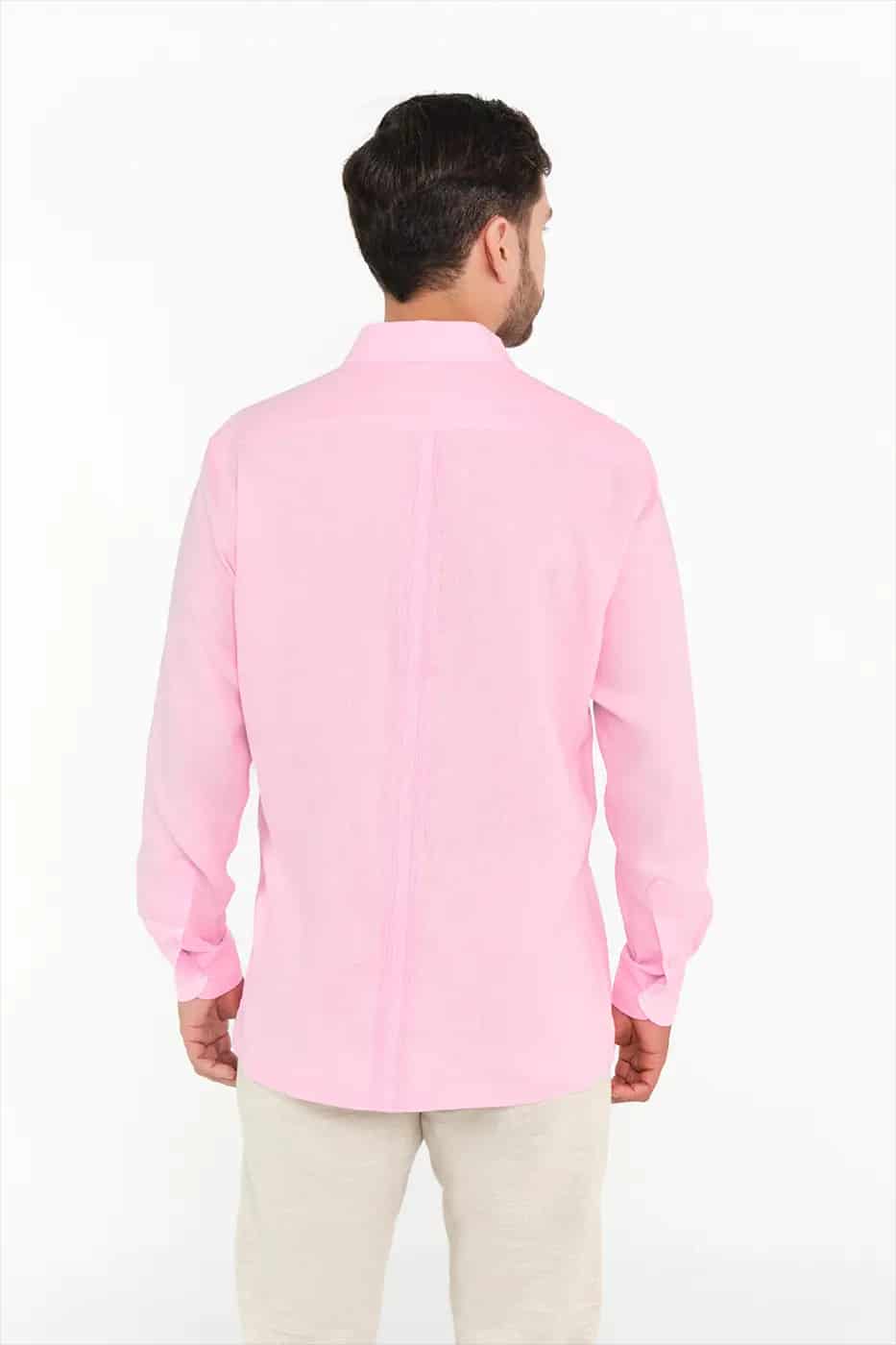 Guayabera Classic Fit 100% Lino Rosado - miniatura 7