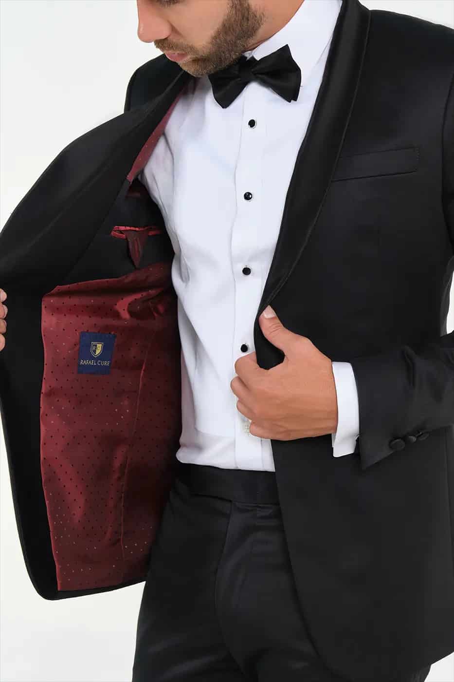 Traje Smoking Slim Fit Paño Negro - miniatura 11