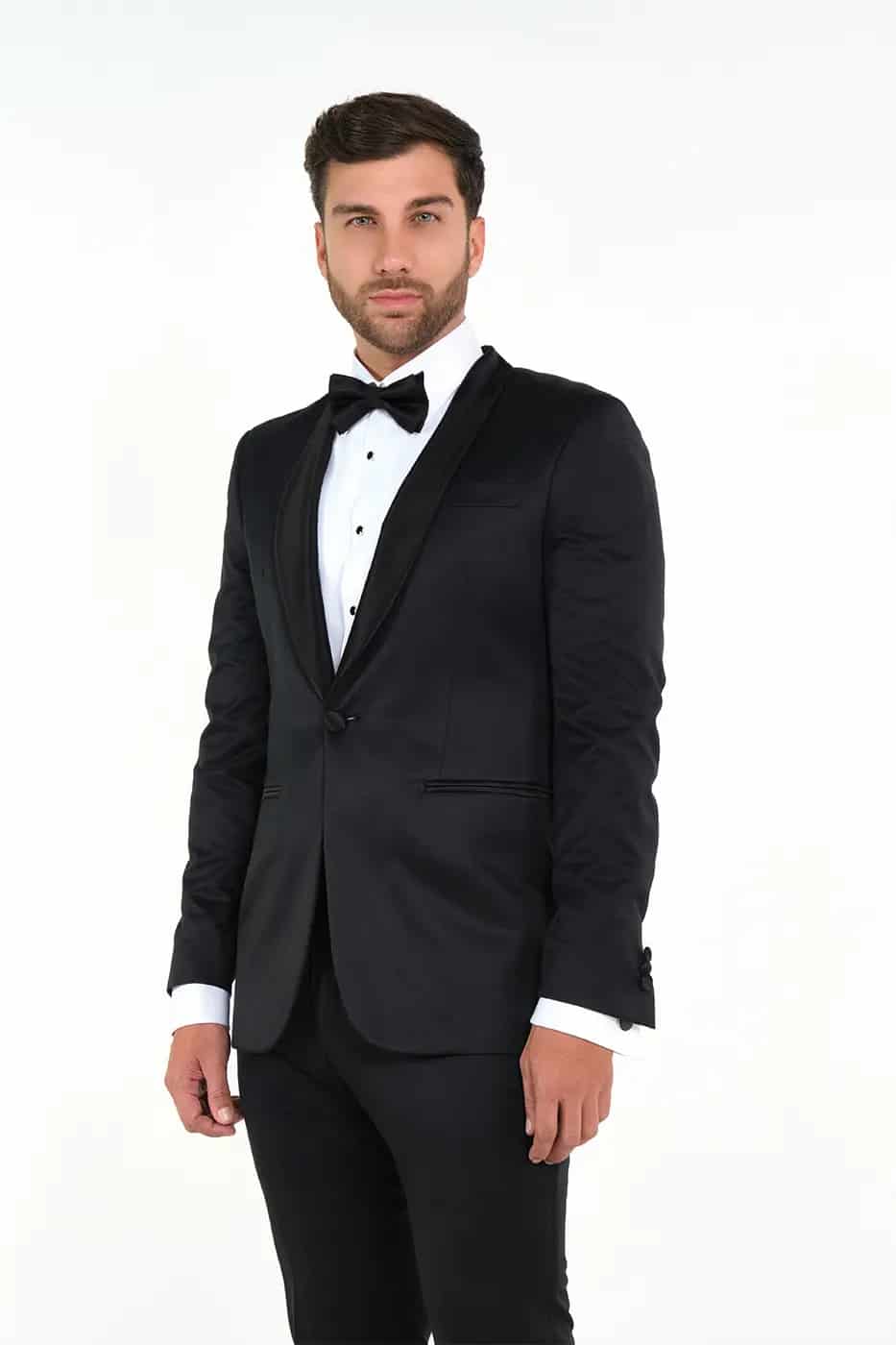 Traje Smoking Slim Fit Paño Negro - miniatura 7