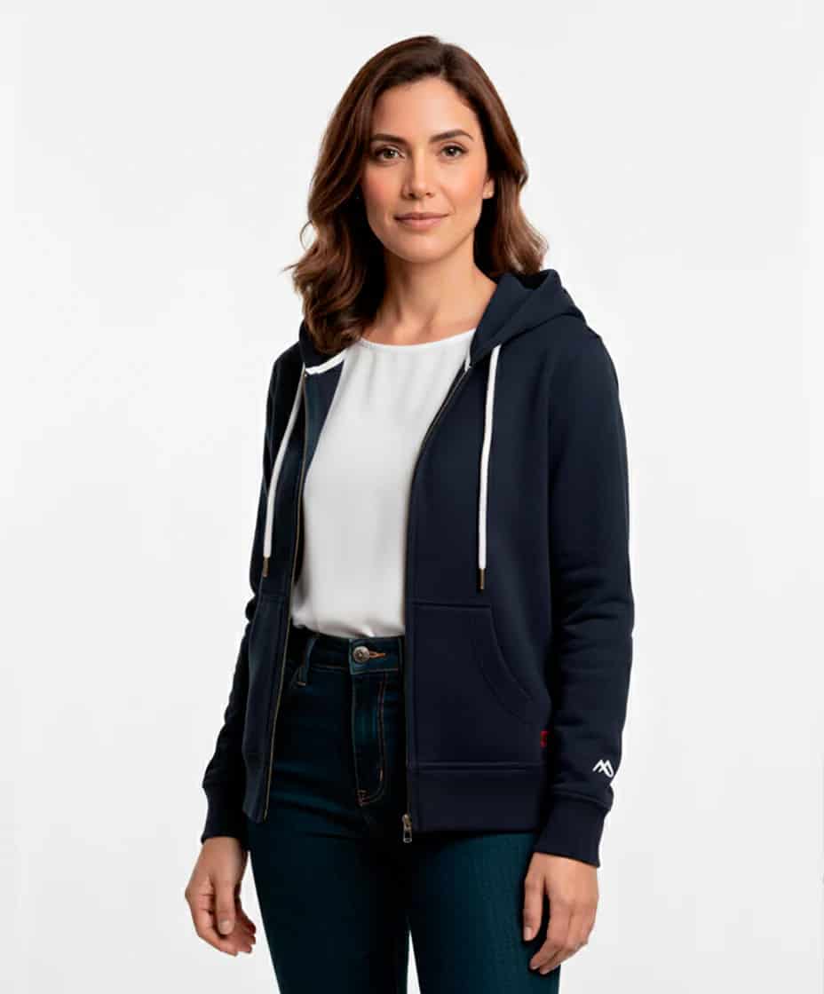 Buzo abierto con Capota Mujer Azul Oxford - miniatura 2