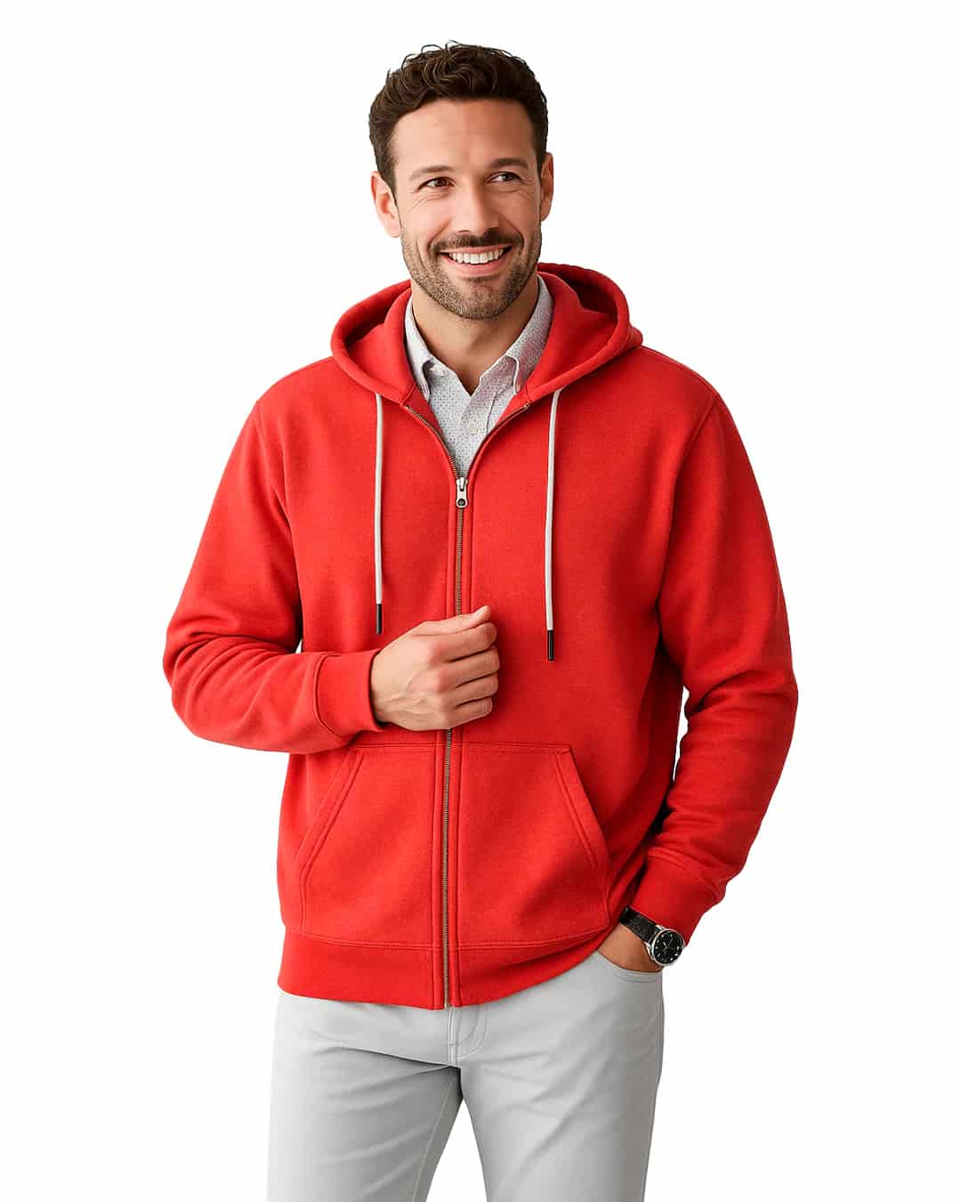 Buzo abierto con capota Hombre Rojo - miniatura 19