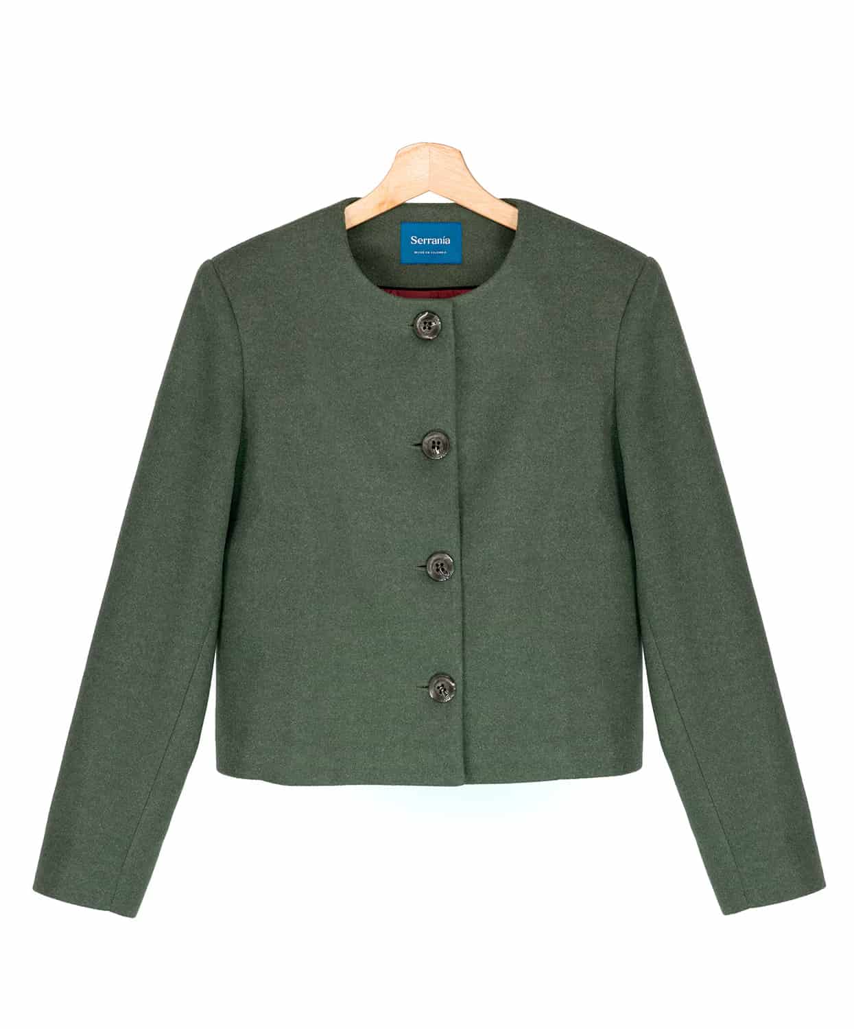 Chaqueta Cropped en Paño Verde Estocolmo - miniatura 3