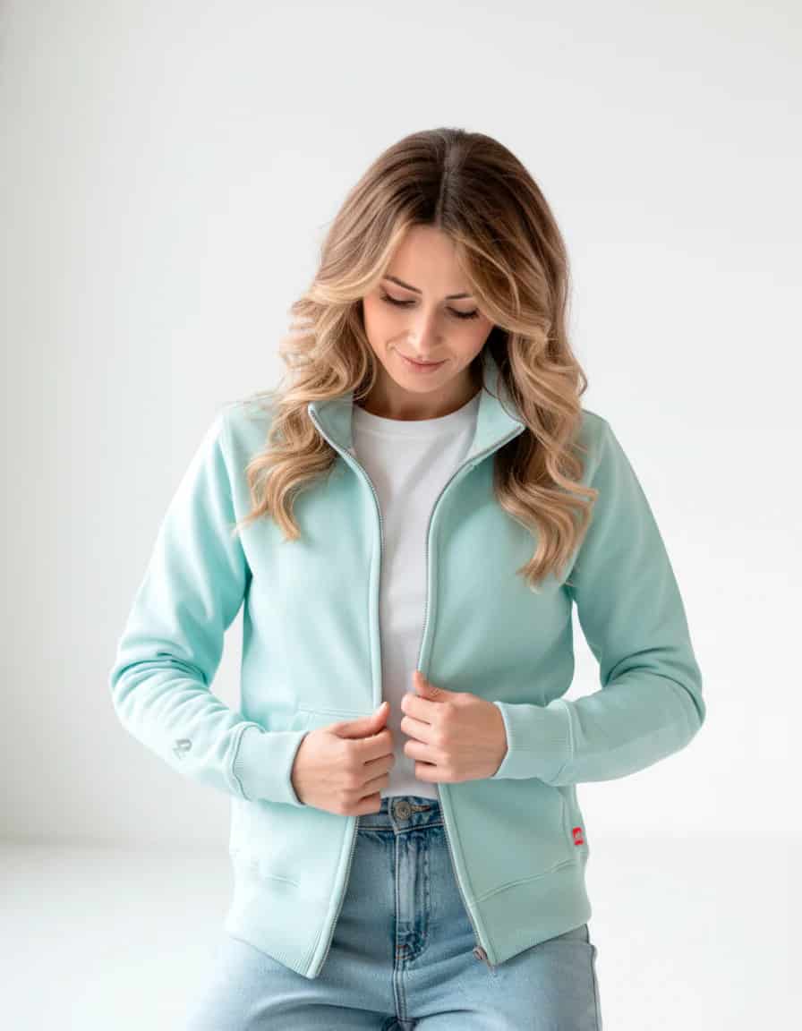 Buzo abierto sin capota mujer Azul Celeste - miniatura 12
