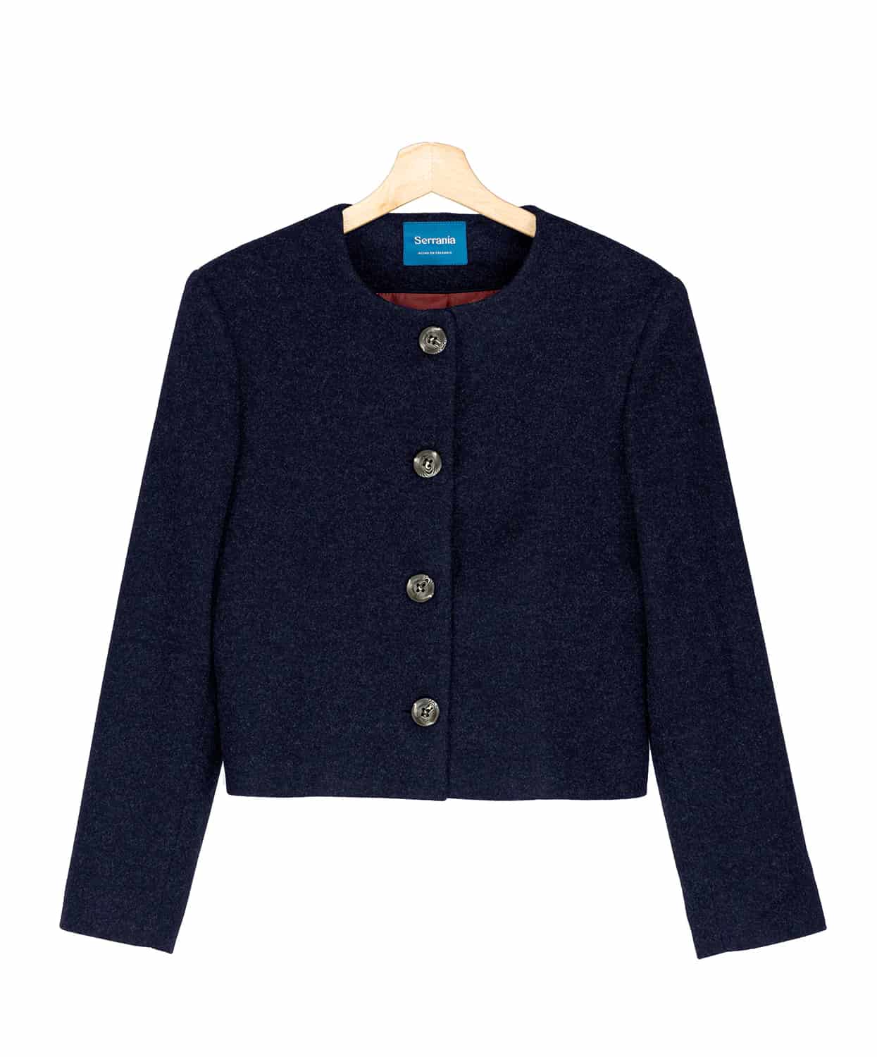 Chaqueta Cropped en Paño Azul Toronto - miniatura 3