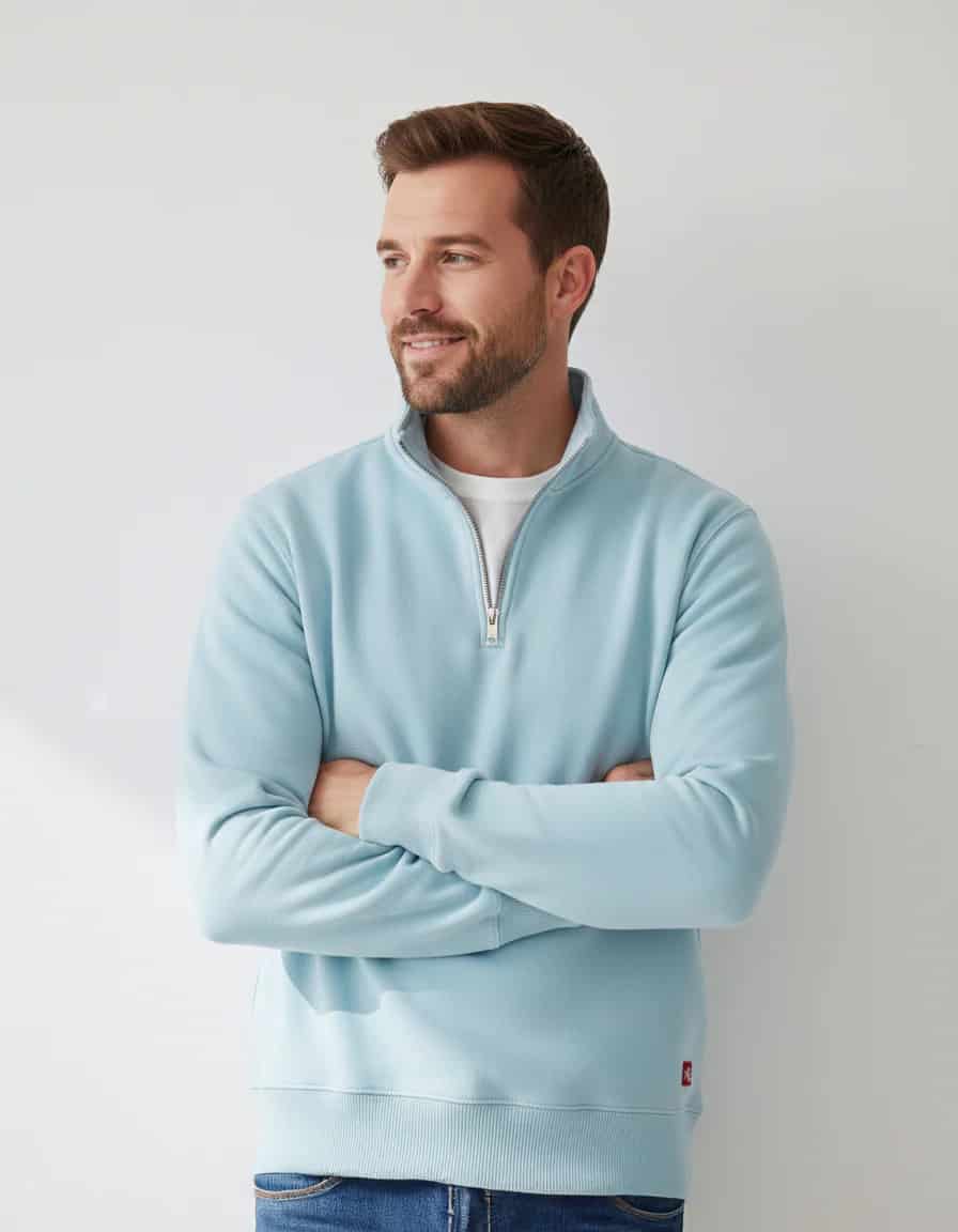 Buzo cuello alto hombre Azul Celeste - miniatura 15