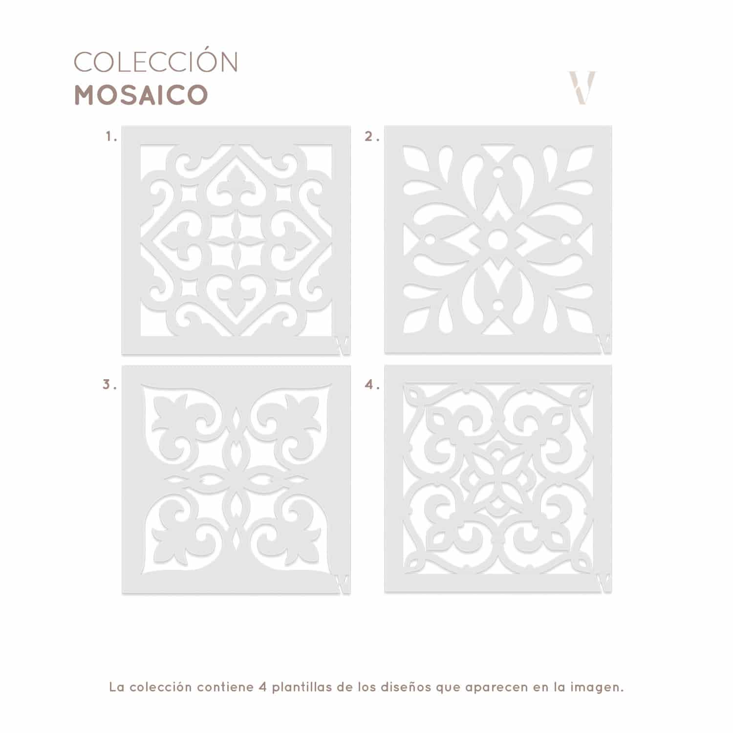 Plantillas para pintar, Vamarú Stencils, Colección Mosaico 25x25cm, 4und - miniatura 2