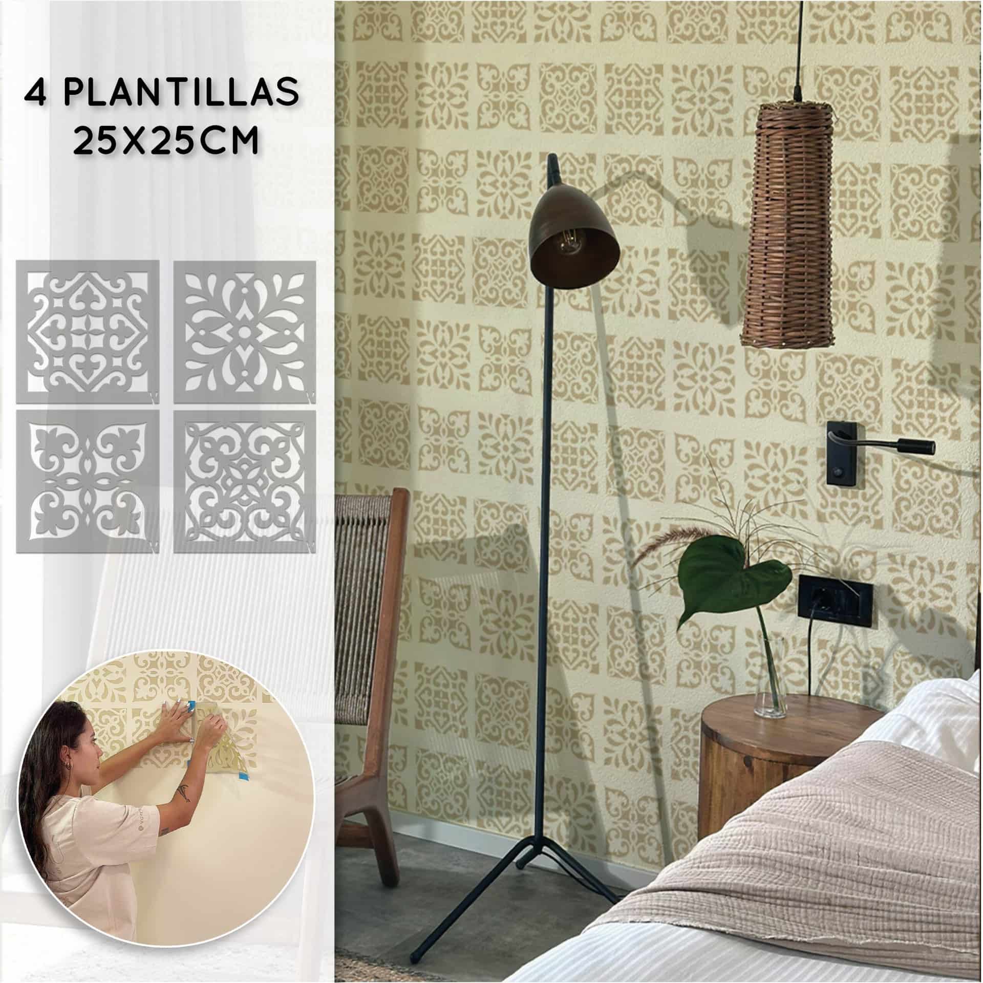 Plantillas para pintar, Vamarú Stencils, Colección Mosaico 25x25cm, 4und - miniatura 1