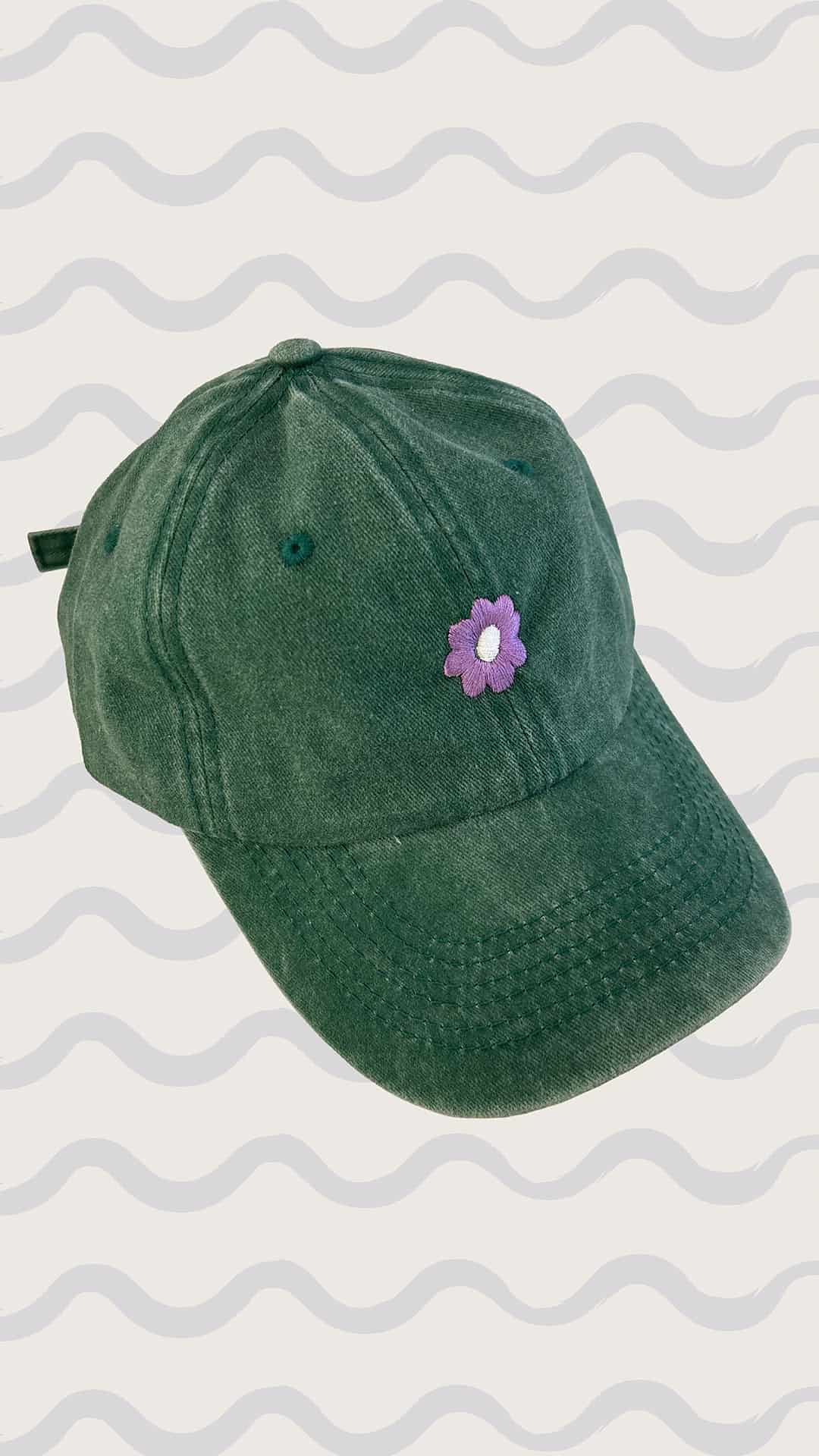 gorra flor bordada - verde - miniatura 1