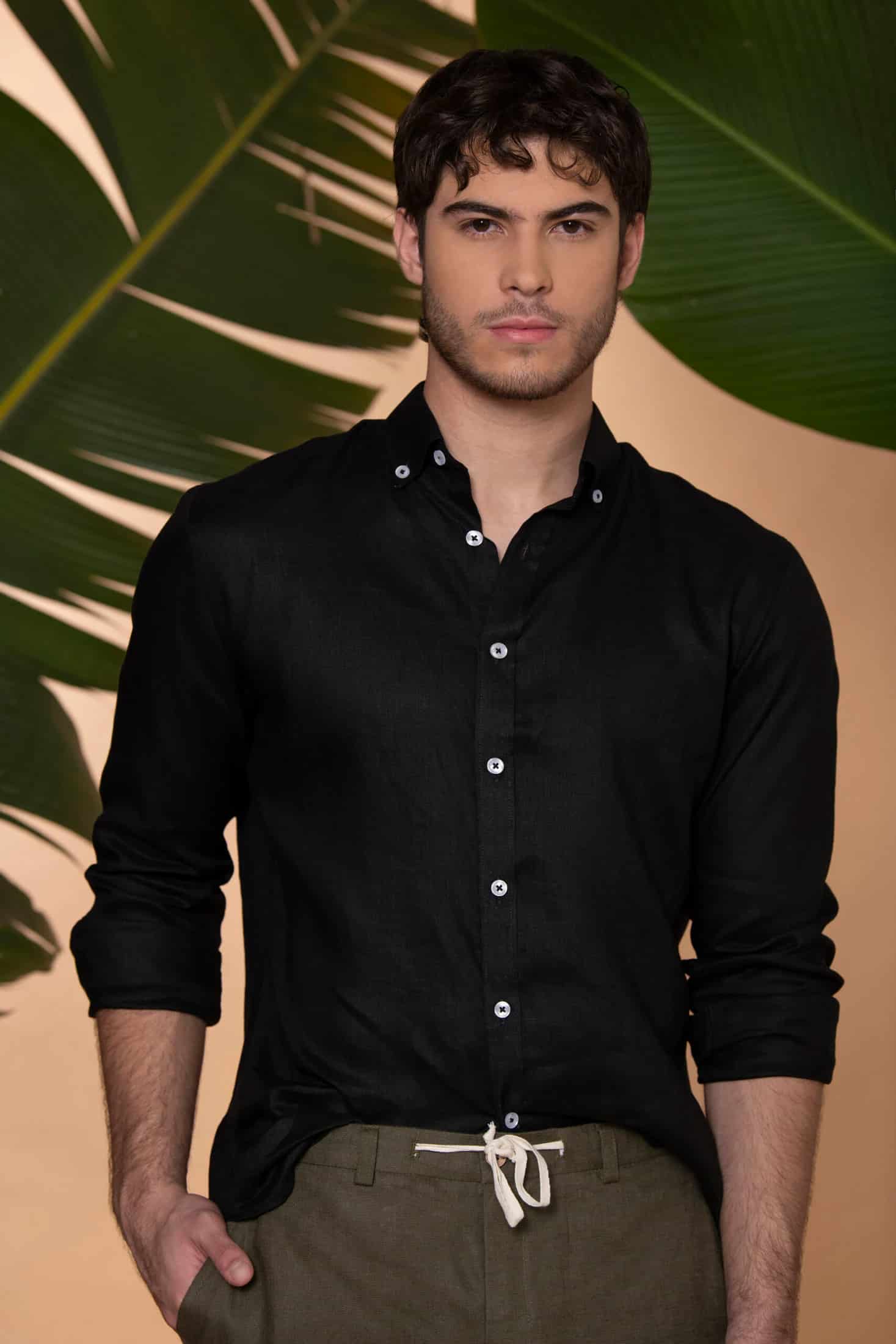 Camisa Sirocco Lino Negro - miniatura 1