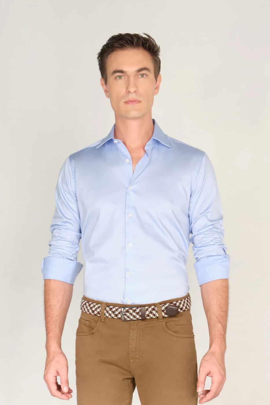 Camisa Classic Algodón Pima Azul Claro - miniatura 4