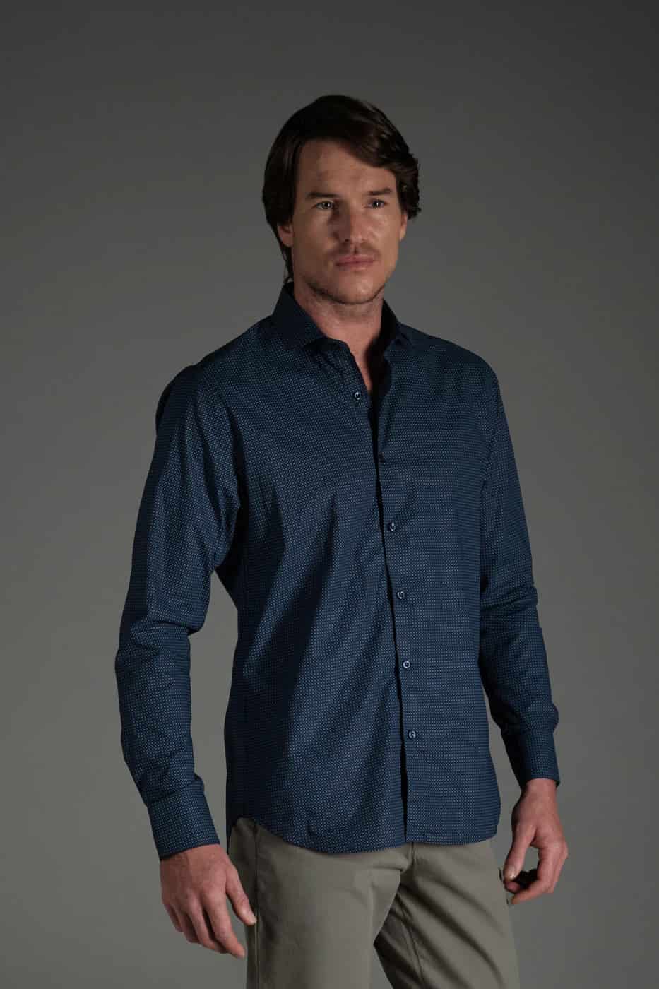 Camisa Casual Classic Algodón Azul Navy Mini Print - miniatura 4