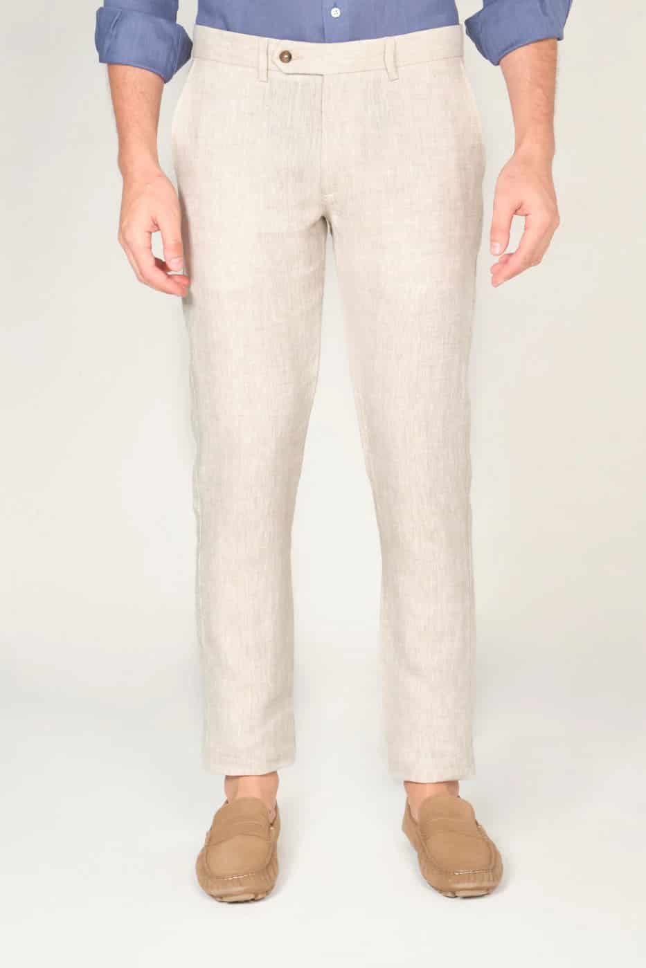 Pantalón Slim Lino Piñacolada Natural - miniatura 2