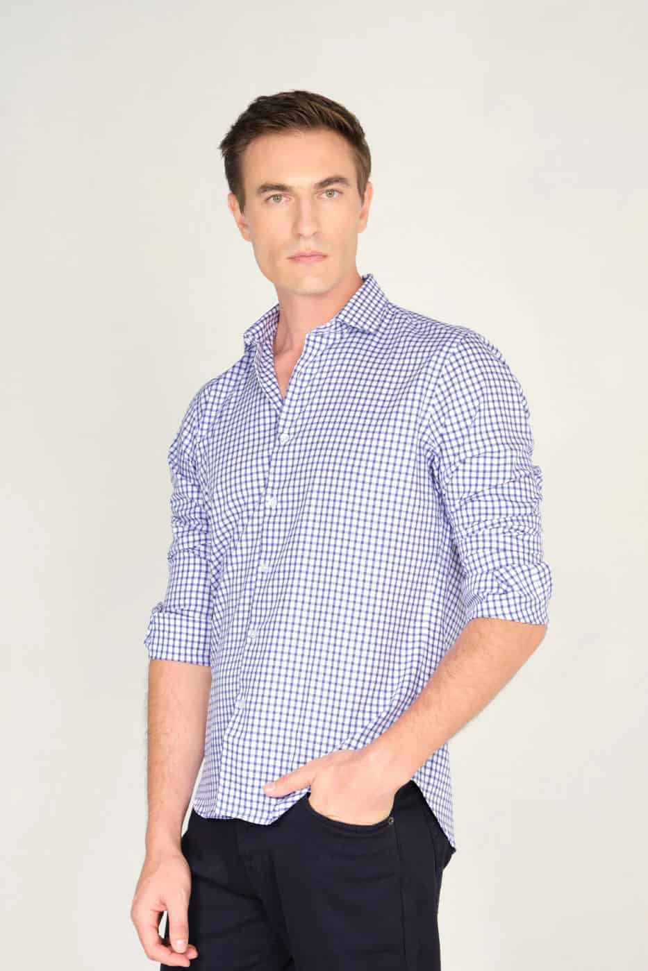 Camisa Classic Algodón Azul Cuadros - miniatura 1