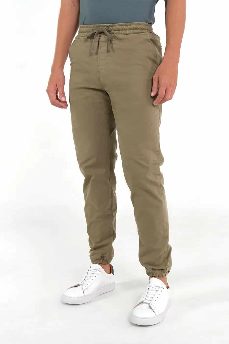 Pantalón Jogger Slim Fit Mezcla Algodón Verde Grafito - miniatura 4