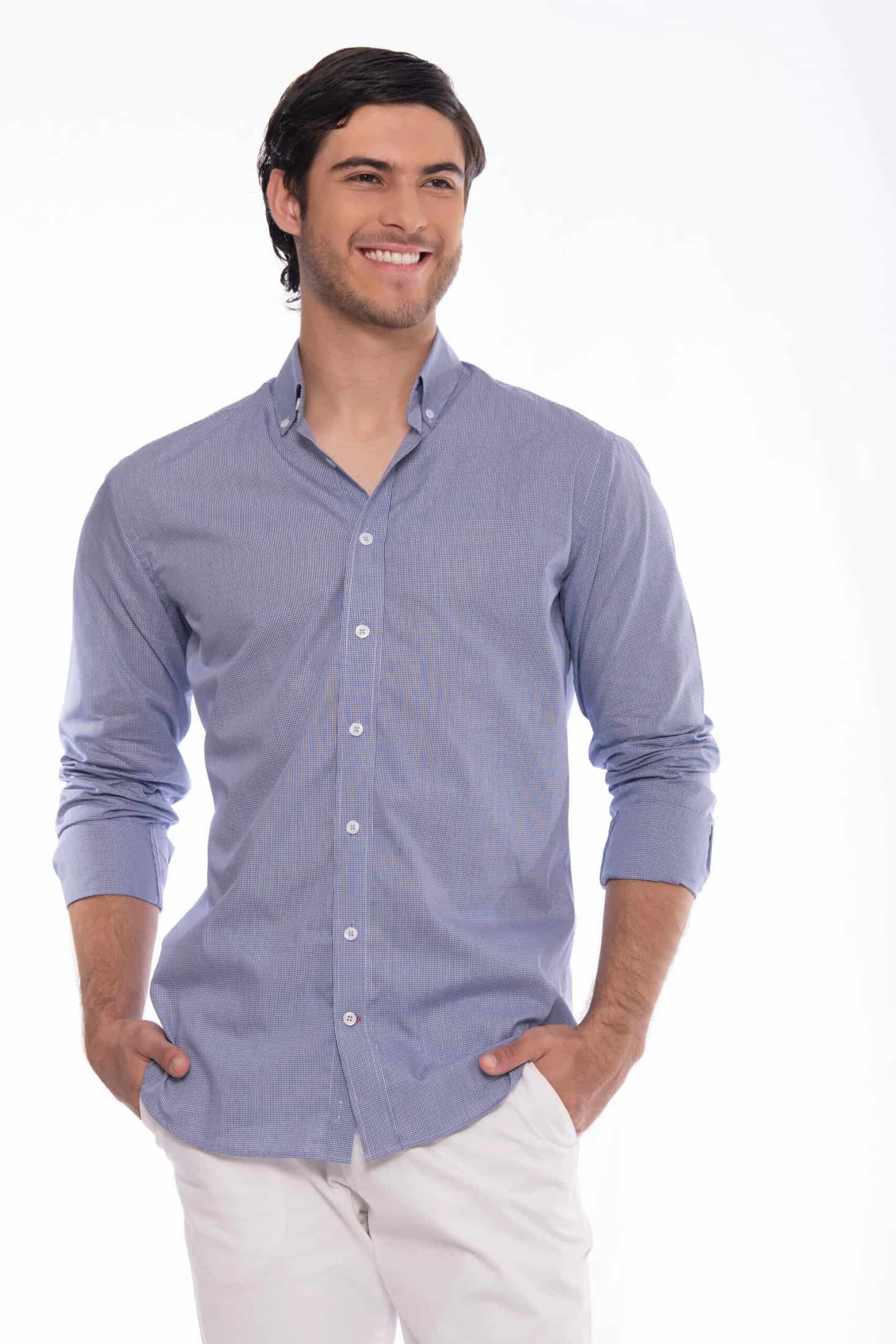 Camisa Algodón Azul Cuadros - miniatura 6
