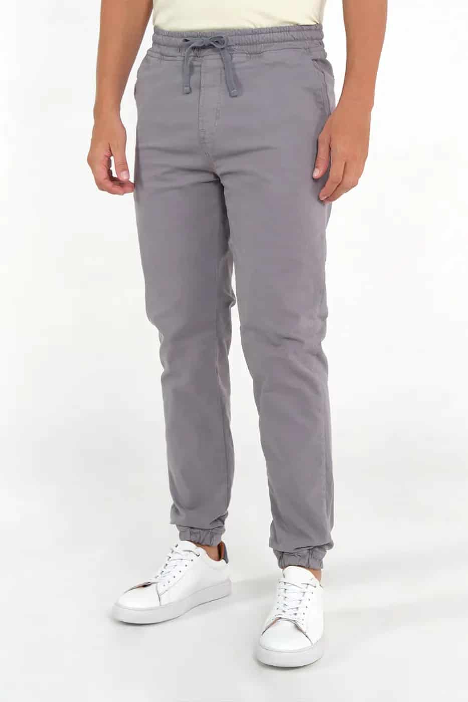 Pantalón Jogger Slim Fit Mezcla Algodón Gris - miniatura 4