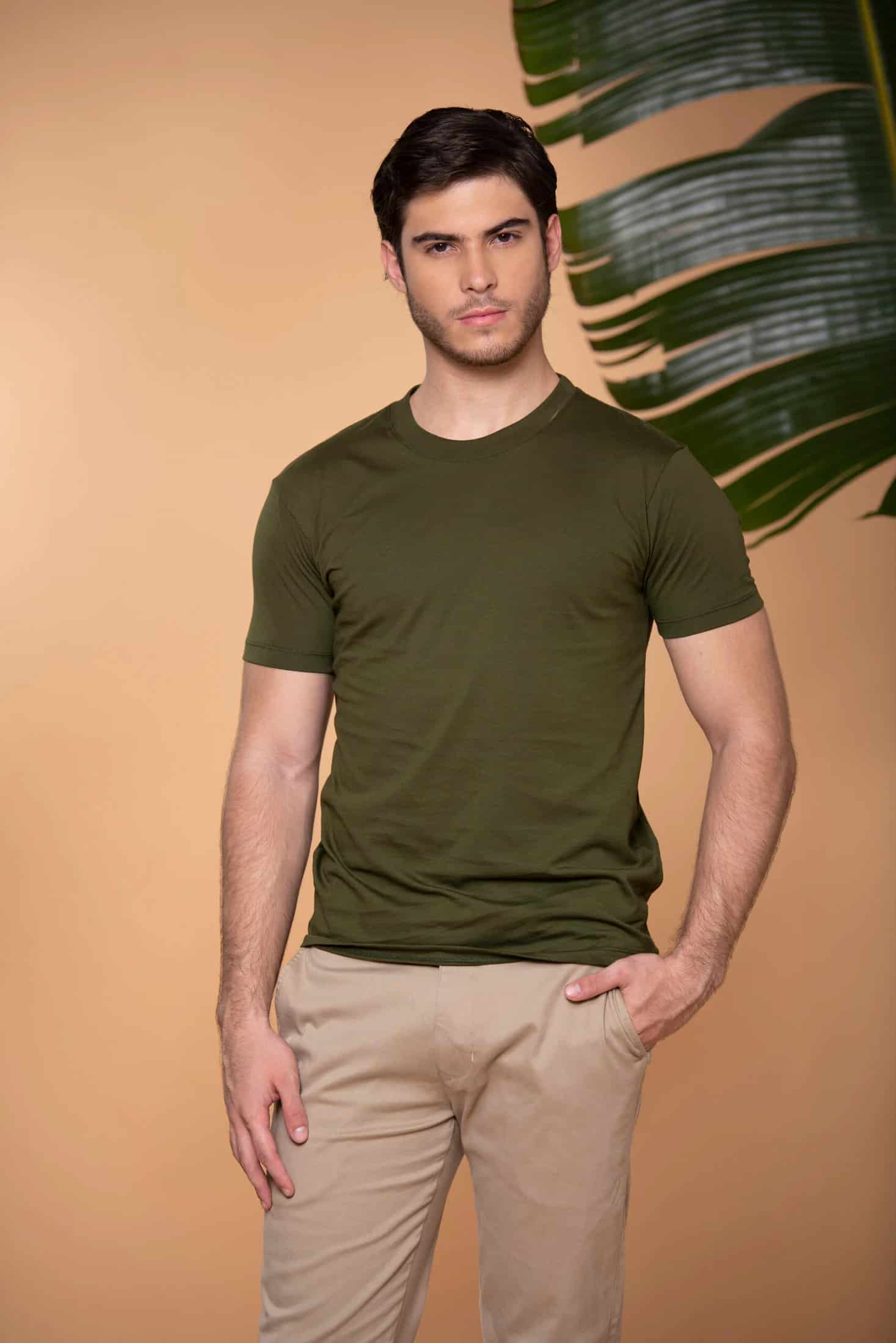 Camiseta 100% Algodón Pima Verde Militar - miniatura 2