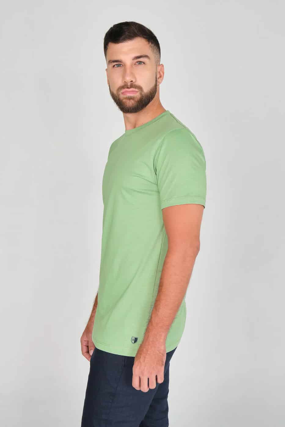 T-shirt Slim Fit 100% Algodón Verde Claro - miniatura 2