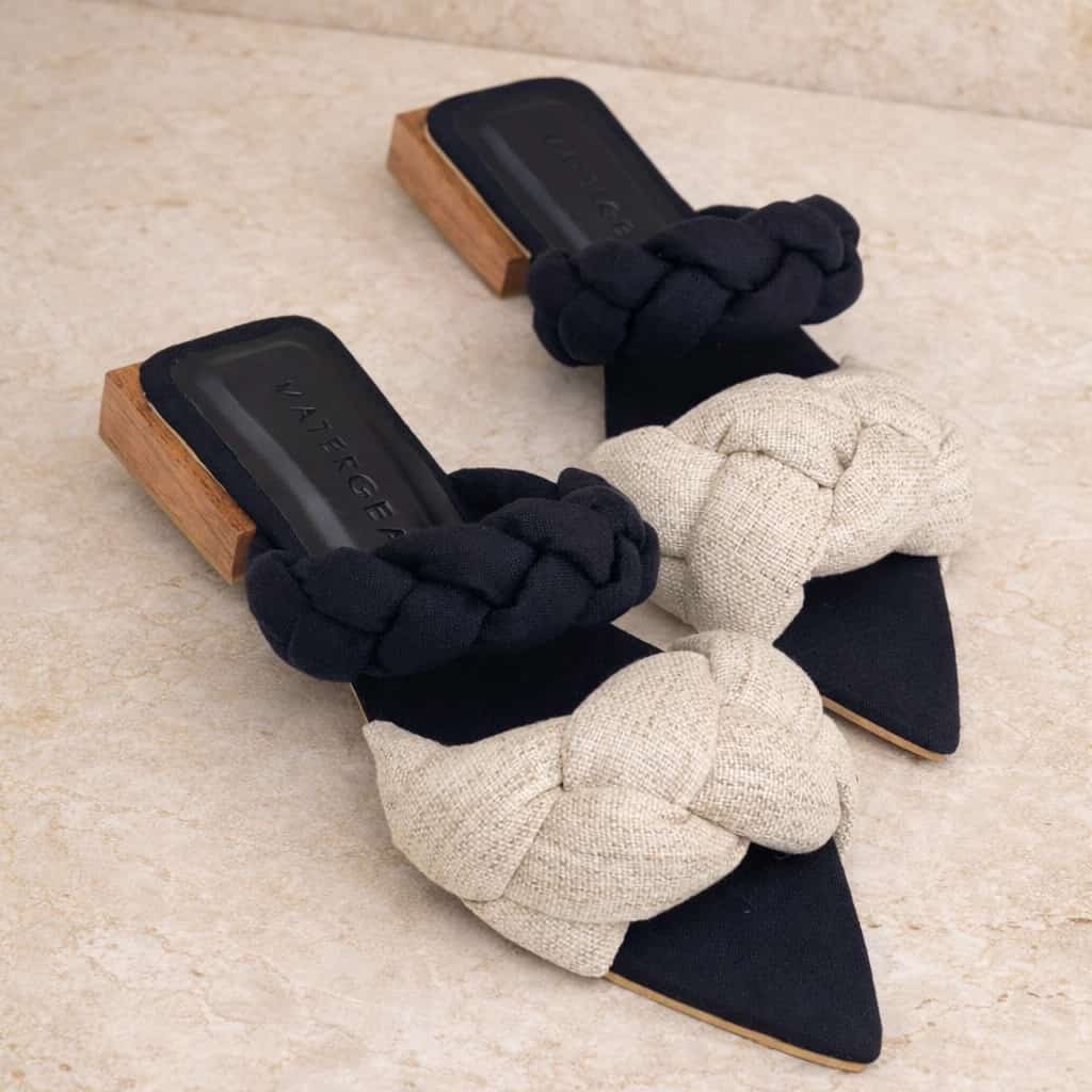 Black & Sand Ezeri Braided Sandals